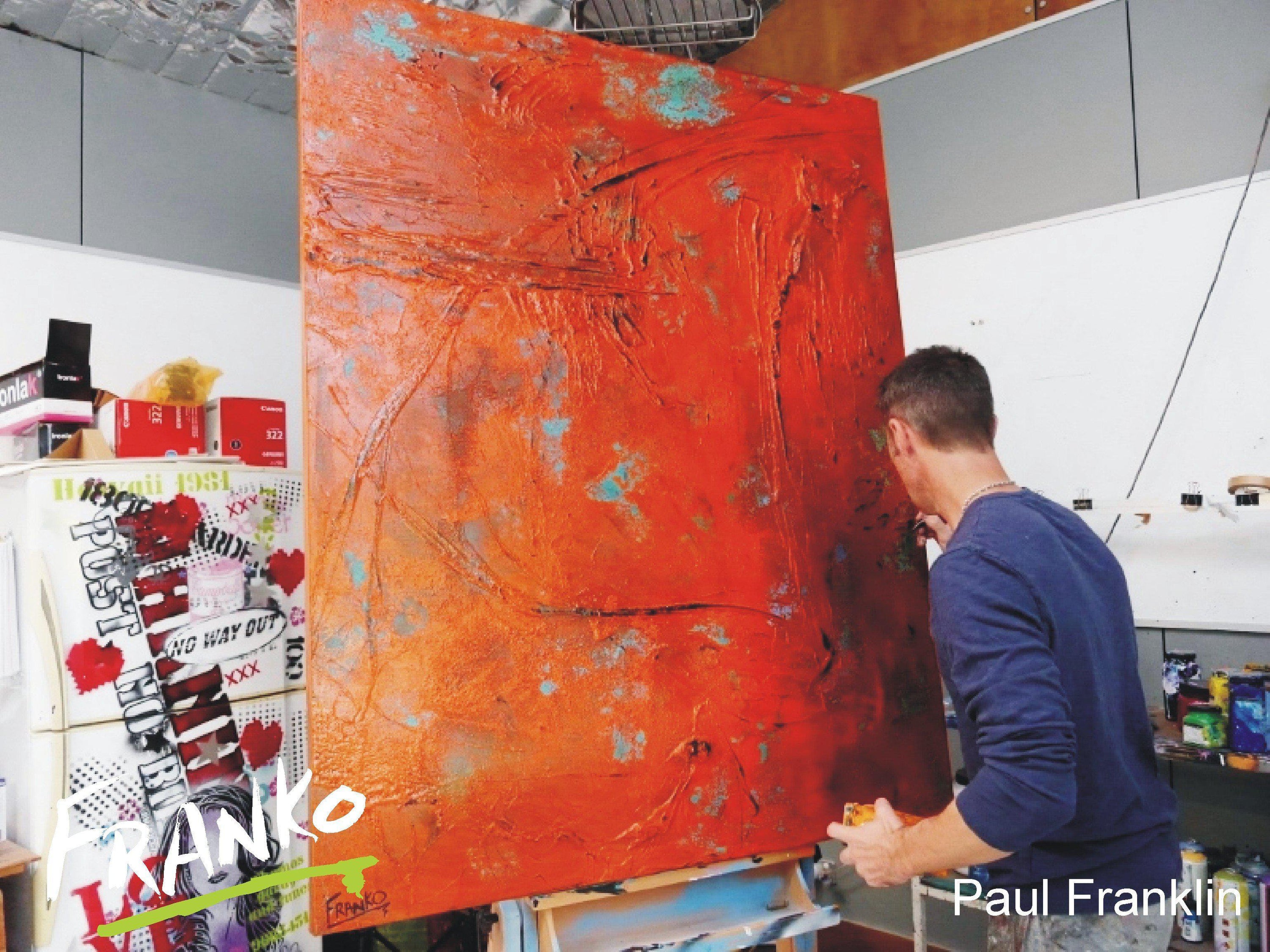 Orange and Teal Deconstruct 120cm x 150cm Orange Abstract Painting (SOLD)-abstract-[Franko_Artist]-[The_Block]-[Dream_Homes]-[ideas]- [Grand_Designs]-Franklin Art Studio