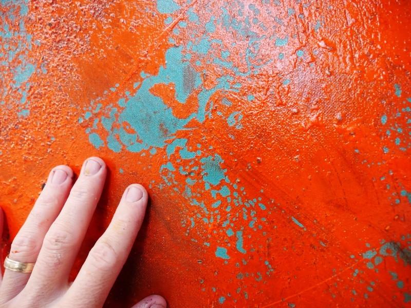 Orange and Teal Deconstruct 120cm x 150cm Orange Abstract Painting (SOLD)-abstract-[Franko]-[Artist]-[Australia]-[Painting]-Franklin Art Studio