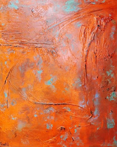 Orange and Teal Deconstruct 120cm x 150cm Orange Abstract Painting (SOLD)-abstract-[Franko_Artist]-[Australian_artist]-[Gold_Coast]-[Brisbane]-[modern]-[contemporary]-[original]-[Large_artwork]-Franklin Art Studio