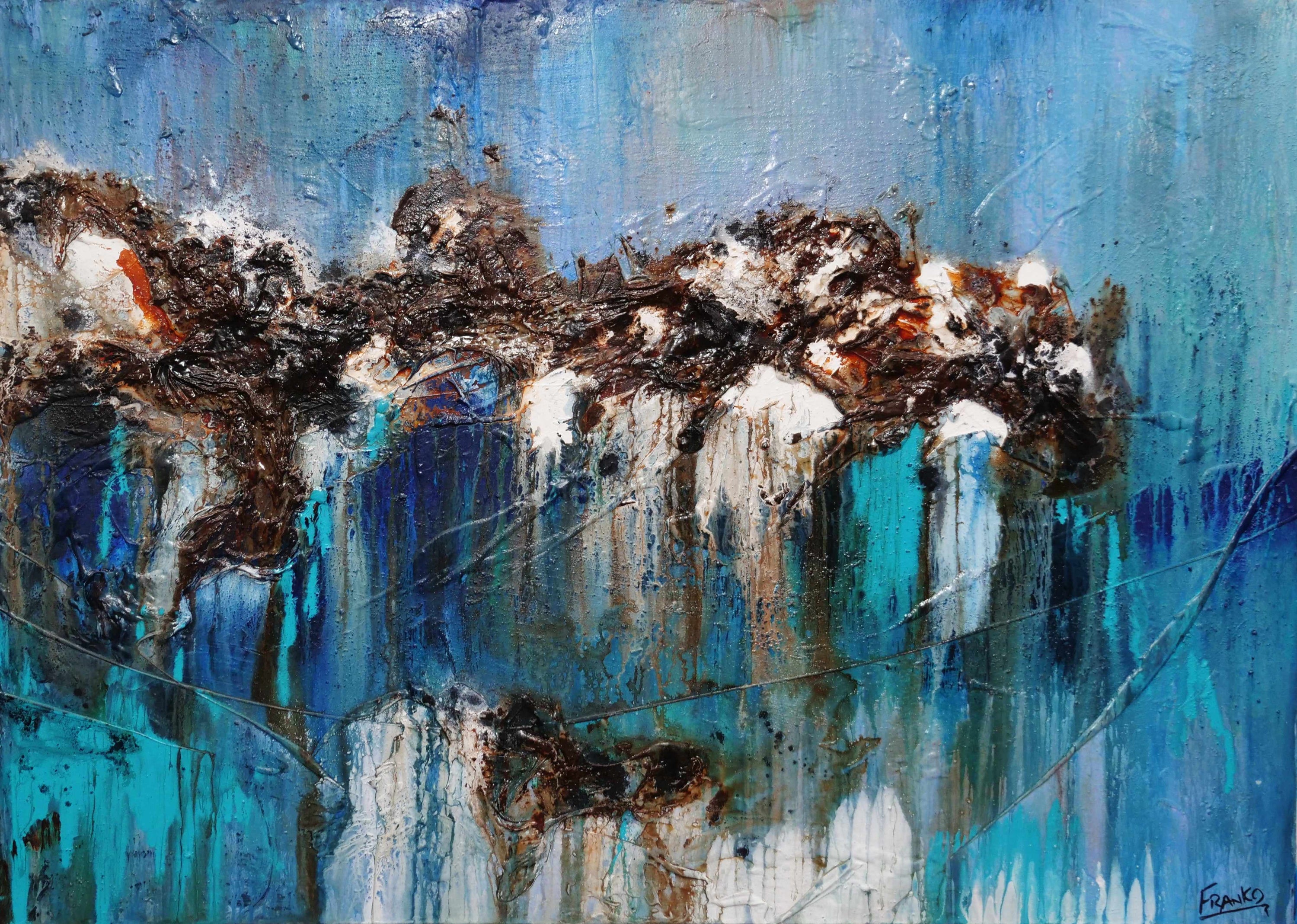 Organic Jade 140cm x 100cm Jade Blue Textured Abstract Painting (SOLD)-Abstract-[Franko_Artist]-[Australian_artist]-[Gold_Coast]-[Brisbane]-[modern]-[contemporary]-[original]-[Large_artwork]-Franklin Art Studio