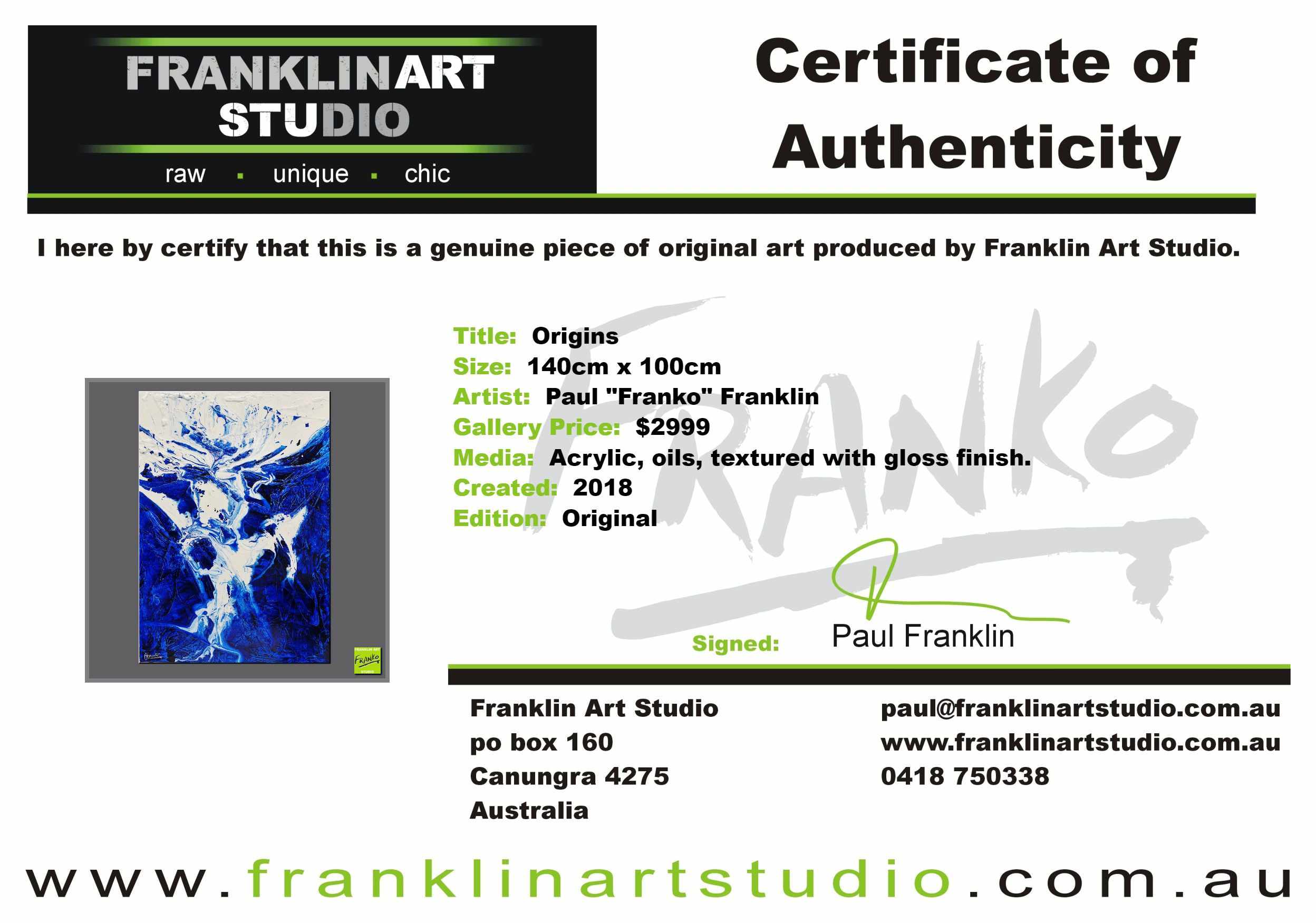 Origins 140cm x 100cm White Blue Textured Abstract Painting (SOLD)-Abstract-[Franko_Artist]-[The_Block]-[Dream_Homes]-[ideas]-[Grand_Designs]-[Art_Lover]-Franklin Art Studio