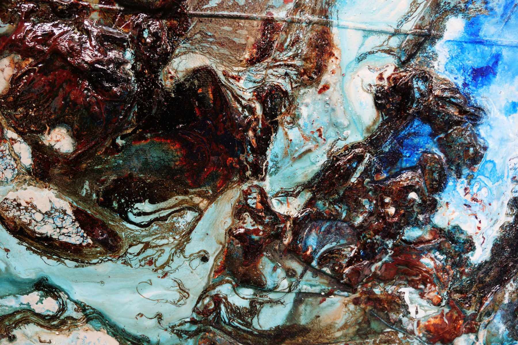 Outback Adventure 140cm x 100cm Blue Black White Rust Textured Abstract Painting (SOLD)
