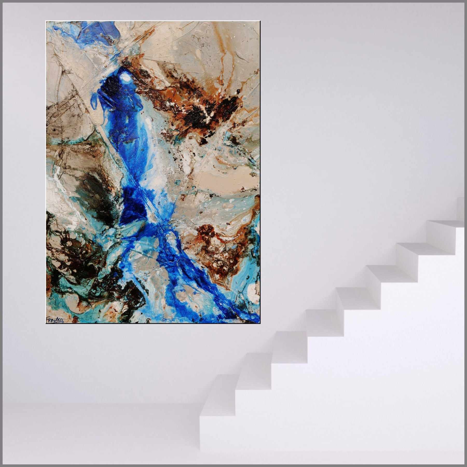 Outback Adventure 140cm x 100cm Blue Black White Rust Textured Abstract Painting (SOLD)-Abstract-[Franko_Artist]-[Australian_artist]-[Gold_Coast]-[Brisbane]-[modern]-[contemporary]-[original]-[Large_artwork]-[The_Block]-[Dream_Homes]-[ideas]-[Grand_Designs]-[Art_Lover]-Franklin Art Studio