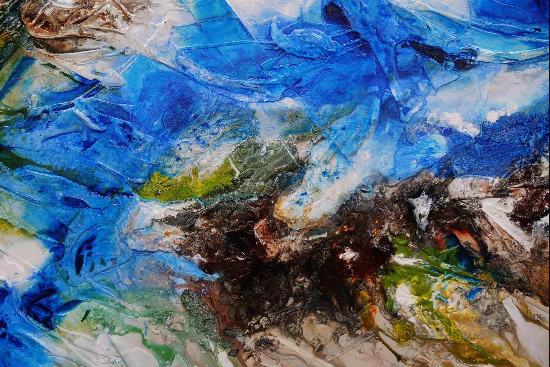 Outback Aquatic 240cm x 100cm Blue Brown Textured Abstract Painting (SOLD)