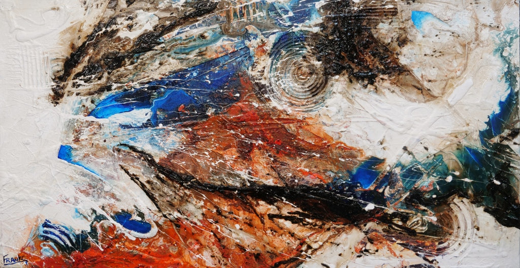 Outback Oasis 190cm x 100cm White Orange Blue Textured Abstract Painting (SOLD)-Abstract-[Franko_Artist]-[Australian_artist]-[Gold_Coast]-[Brisbane]-[modern]-[contemporary]-[original]-[Large_artwork]-Franklin Art Studio