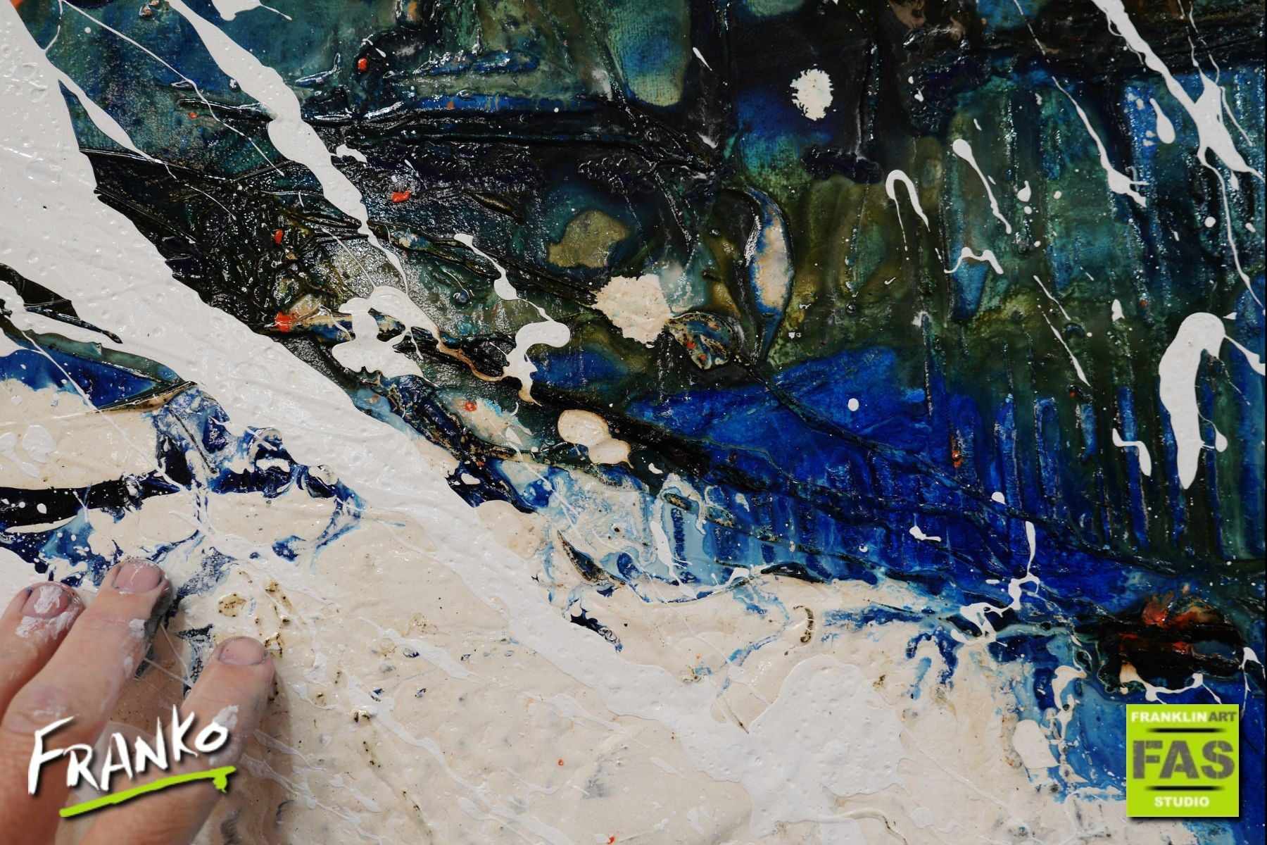 Outback Reach 160cm x 100cm White Orange Blue Abstract Painting (SOLD)