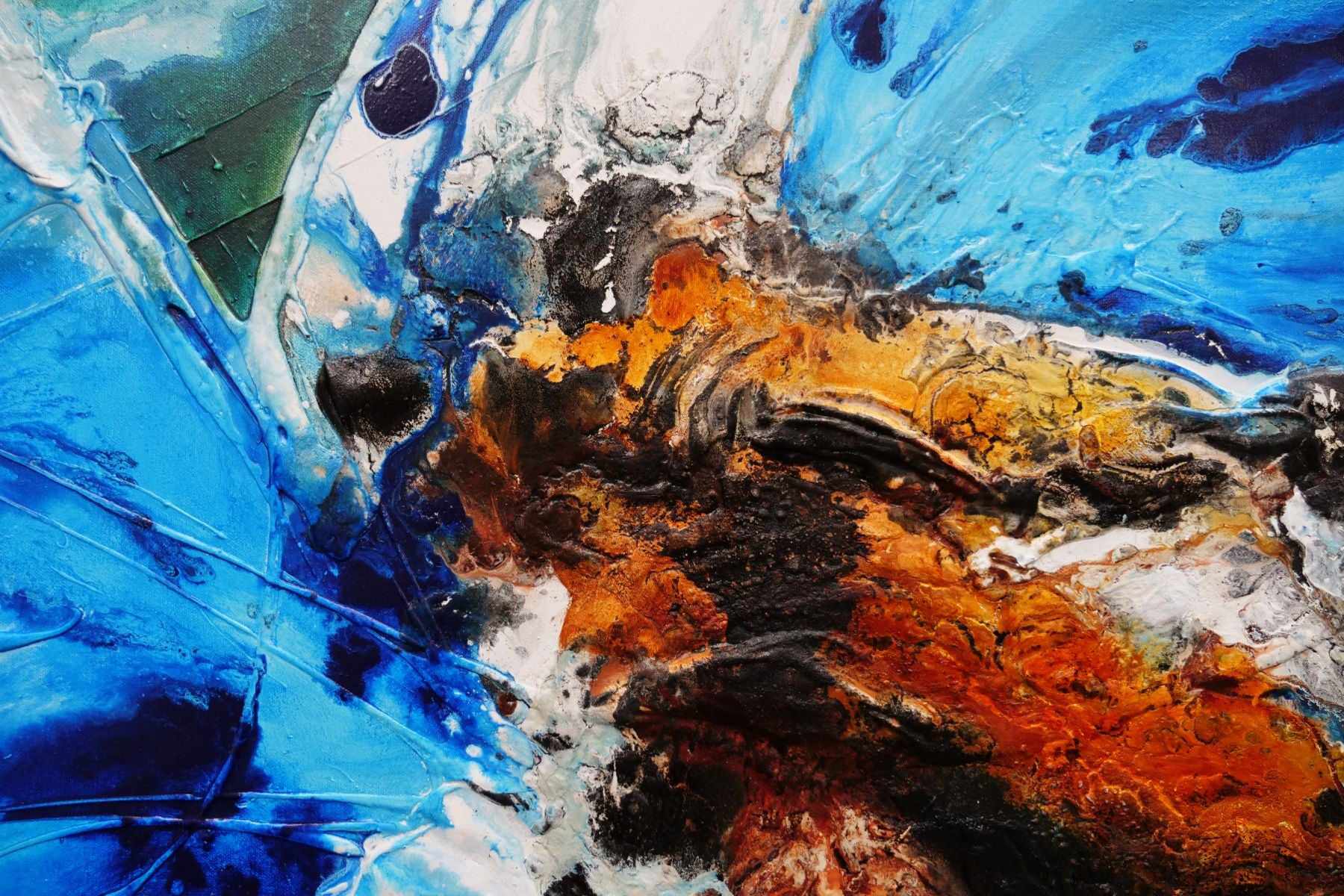 Outback Resonance 240cm x 100cm Blue Cream Textured Abstract Painting (SOLD)