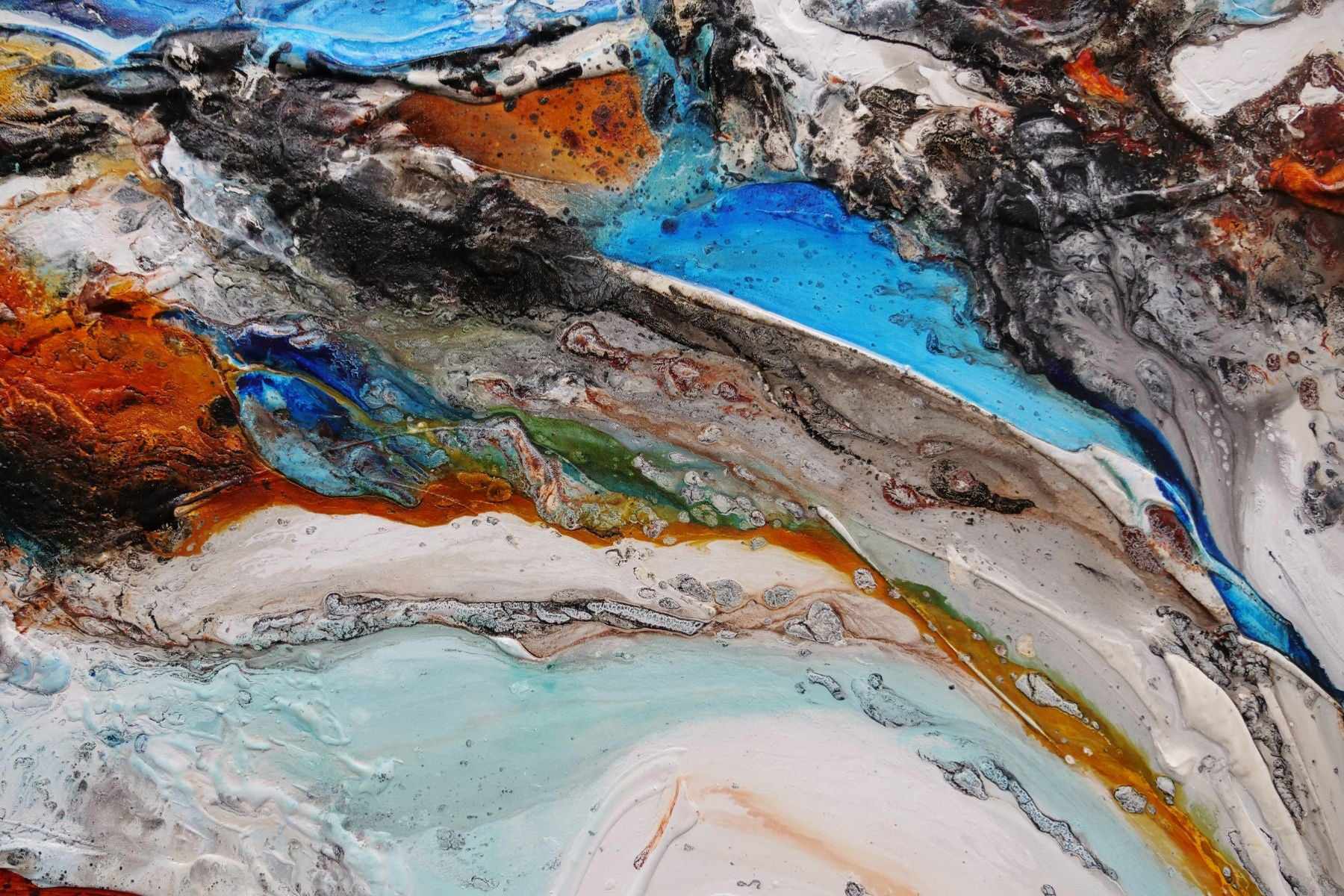 Outback Resonance 240cm x 100cm Blue Cream Textured Abstract Painting (SOLD)