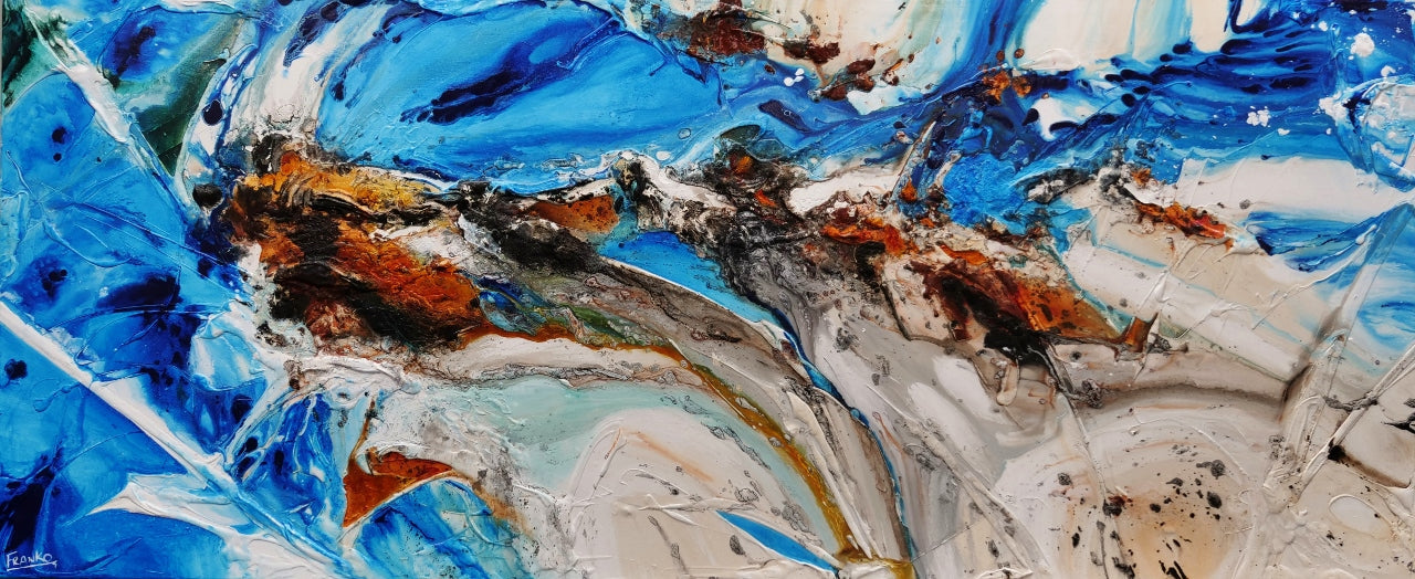 Outback Resonance 240cm x 100cm Blue Cream Textured Abstract Painting (SOLD)-Abstract-[Franko_Artist]-[Australian_artist]-[Gold_Coast]-[Brisbane]-[modern]-[contemporary]-[original]-[Large_artwork]-Franklin Art Studio