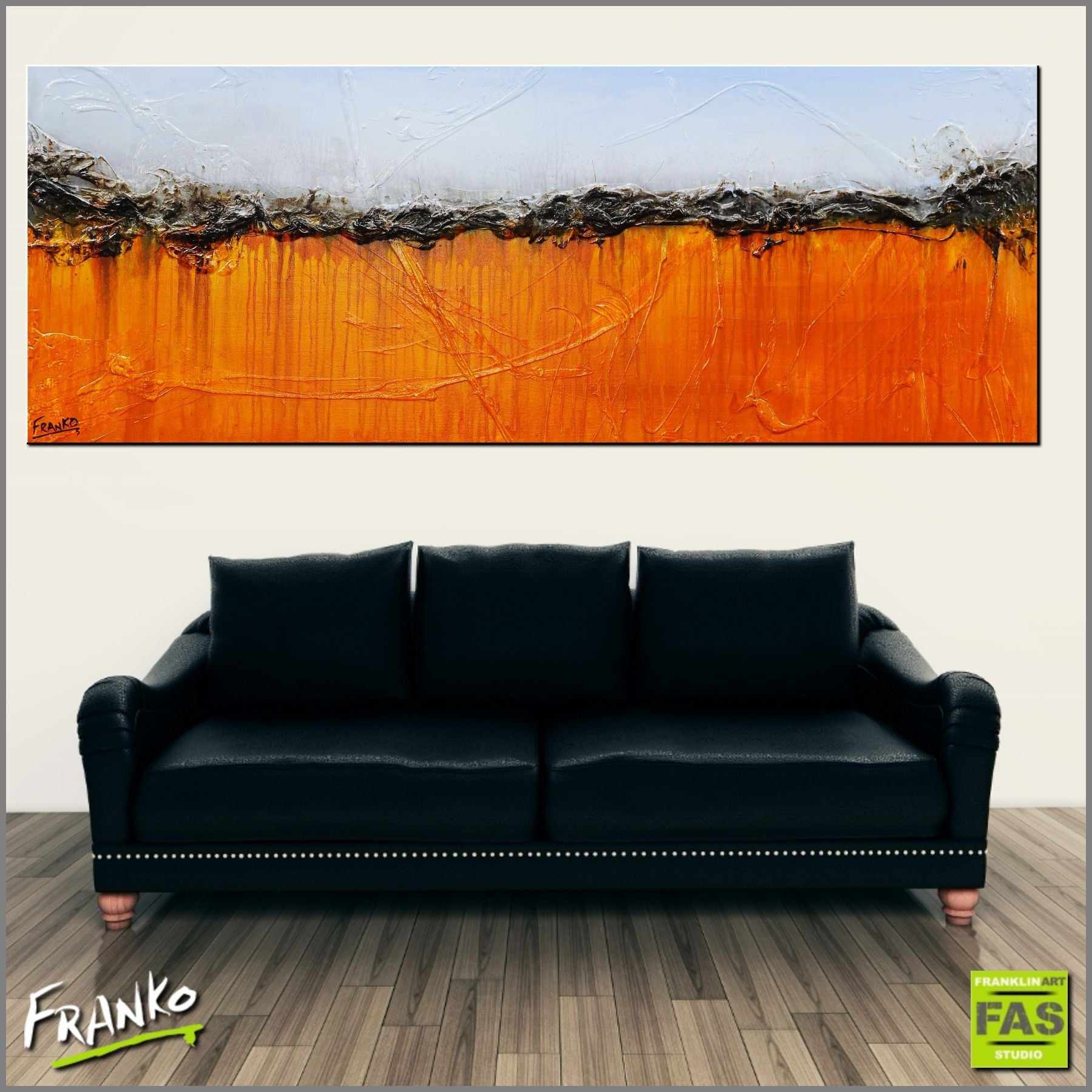 Outback Scape 160cm x 60cm Blue Orange Abstract Painting (SOLD)-Abstract-[Franko_Artist]-[Australian_artist]-[Gold_Coast]-[Brisbane]-[modern]-[contemporary]-[original]-[Large_artwork]-[The_Block]-[Dream_Homes]-[ideas]-[Grand_Designs]-[Art_Lover]-Franklin Art Studio