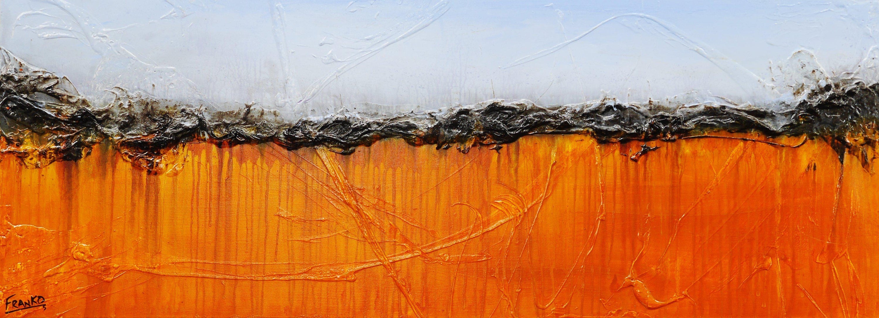 Outback Scape 160cm x 60cm Blue Orange Abstract Painting (SOLD)-Abstract-[Franko_Artist]-[Australian_artist]-[Gold_Coast]-[Brisbane]-[modern]-[contemporary]-[original]-[Large_artwork]-Franklin Art Studio