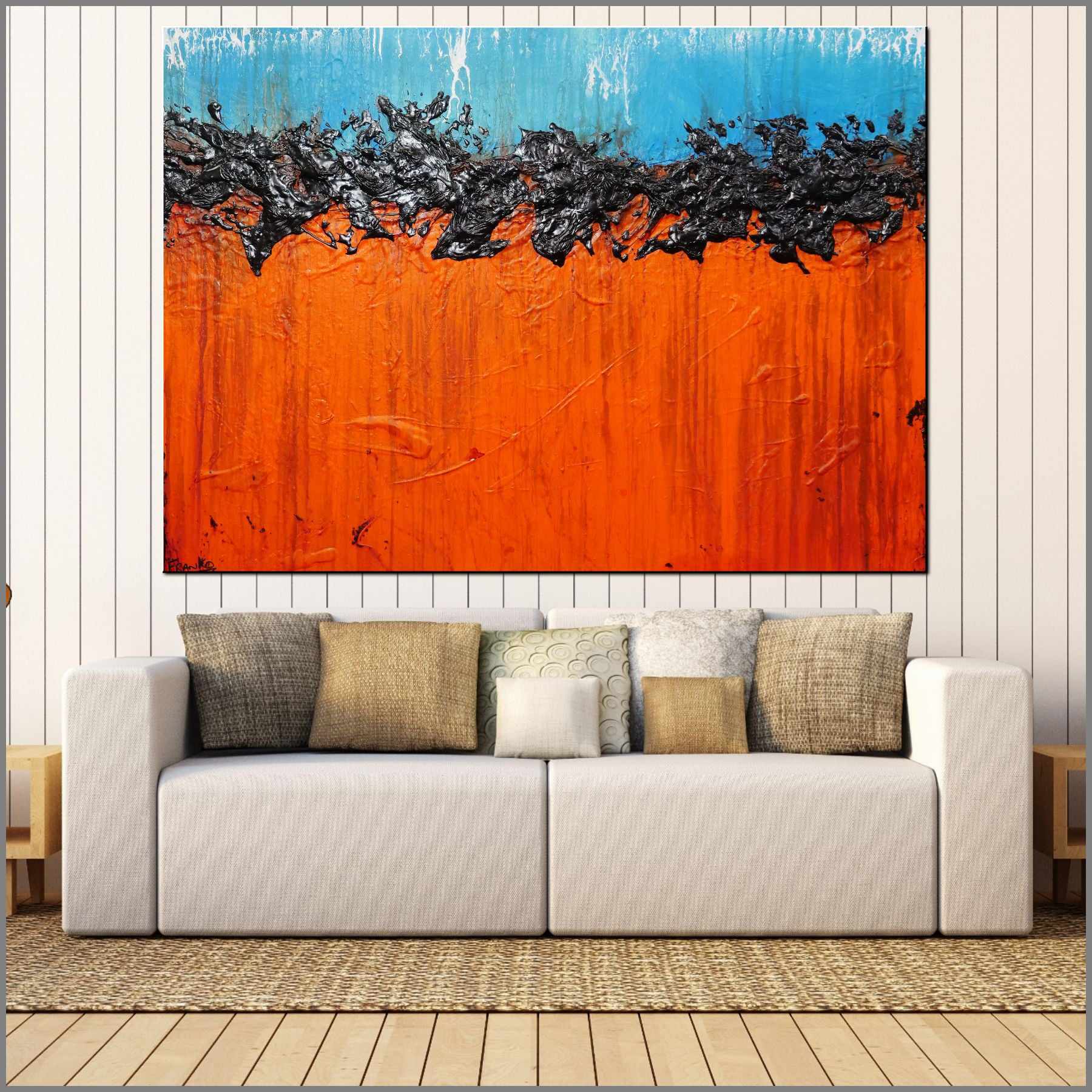 Outback Tango 140cm x 100cm Blue Orange Textured Abstract Painting (SOLD)-Abstract-[Franko_Artist]-[Australian_artist]-[Gold_Coast]-[Brisbane]-[modern]-[contemporary]-[original]-[Large_artwork]-[The_Block]-[Dream_Homes]-[ideas]-[Grand_Designs]-[Art_Lover]-Franklin Art Studio