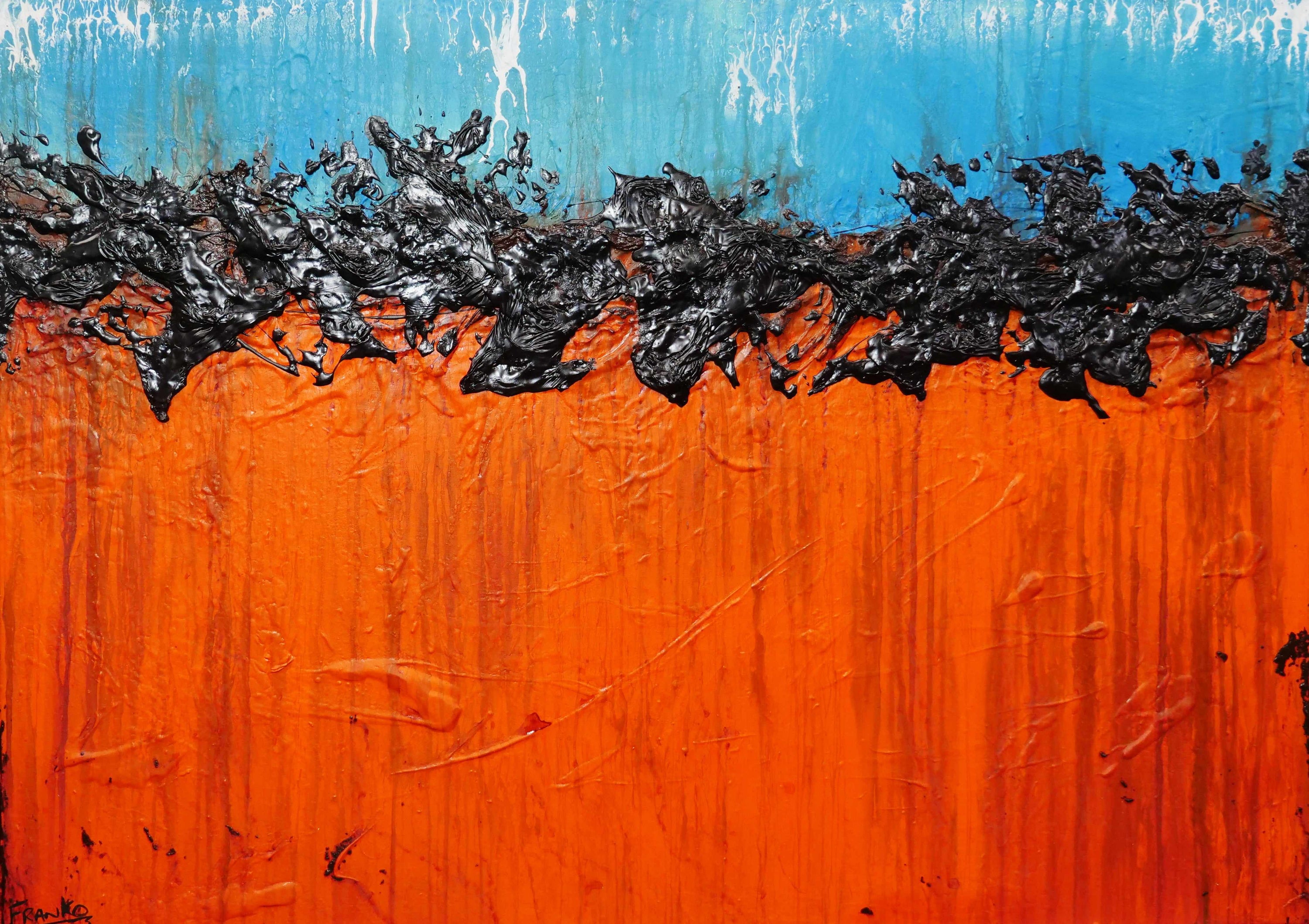 Outback Tango 140cm x 100cm Blue Orange Textured Abstract Painting (SOLD)-Abstract-[Franko_Artist]-[Australian_artist]-[Gold_Coast]-[Brisbane]-[modern]-[contemporary]-[original]-[Large_artwork]-Franklin Art Studio
