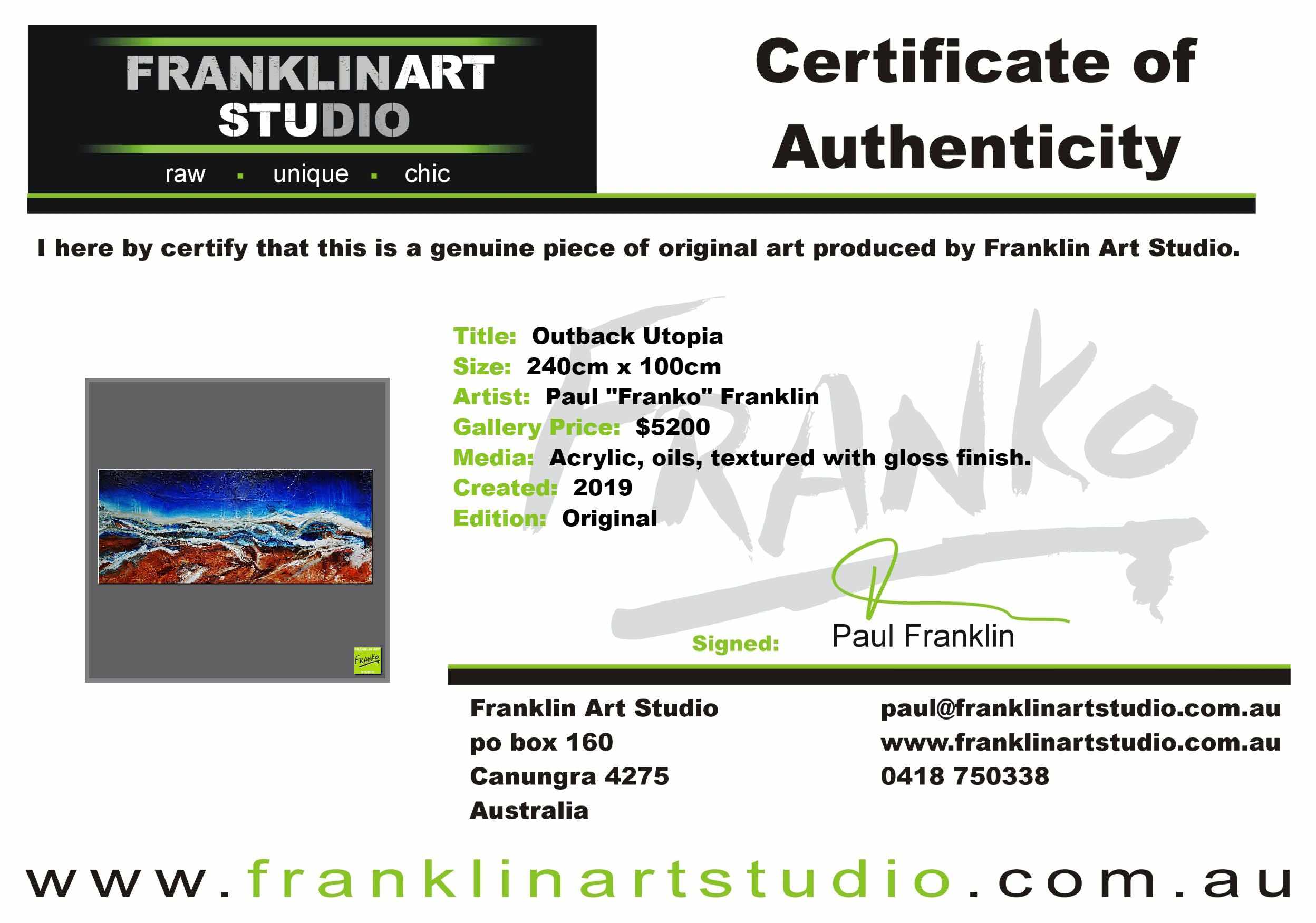 Outback Utopia 240cm x 100cm Blue Brown Textured Abstract Painting (SOLD)-Abstract-[Franko_Artist]-[The_Block]-[Dream_Homes]-[ideas]-[Grand_Designs]-[Art_Lover]-Franklin Art Studio