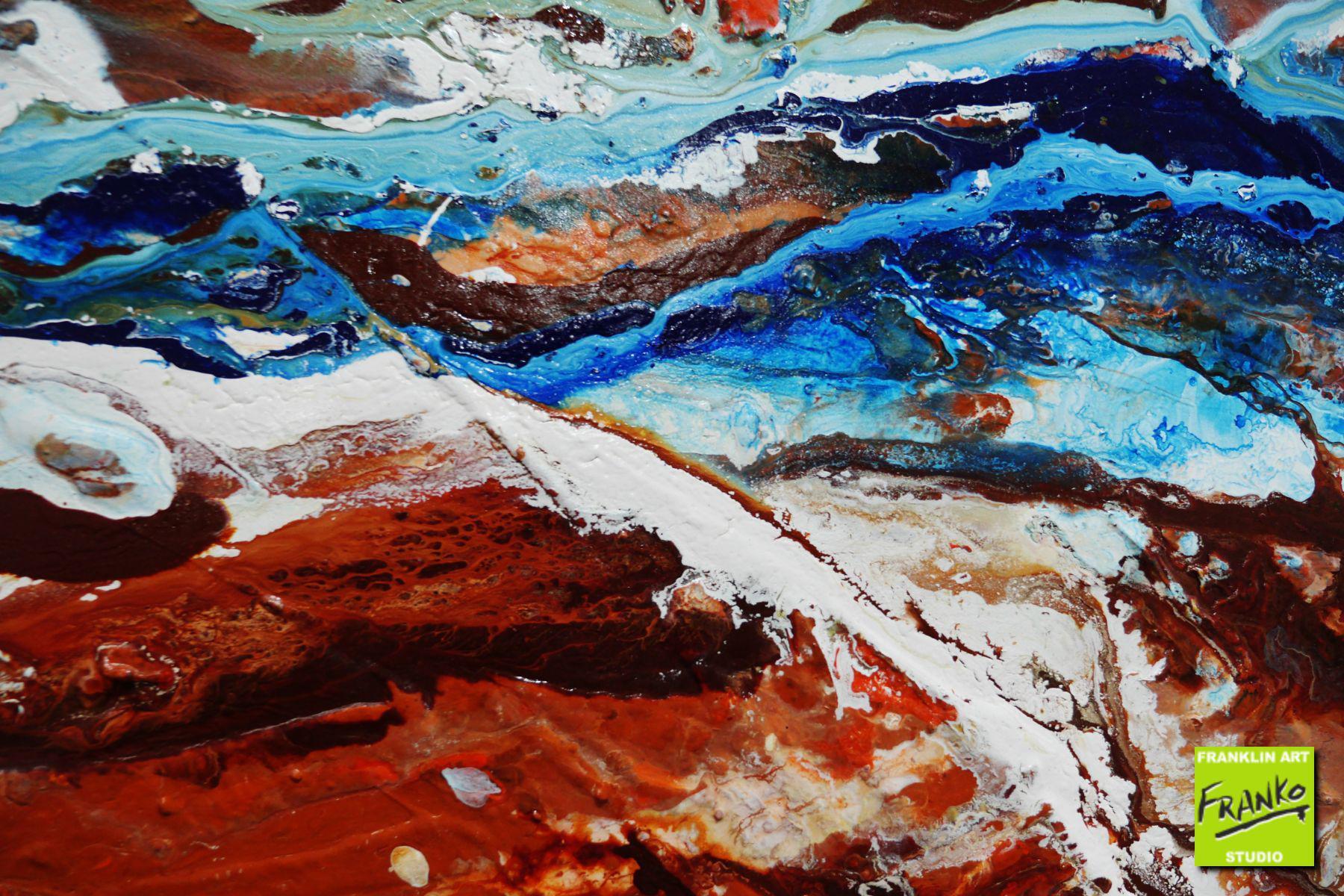 Outback Utopia 240cm x 100cm Blue Brown Textured Abstract Painting (SOLD)