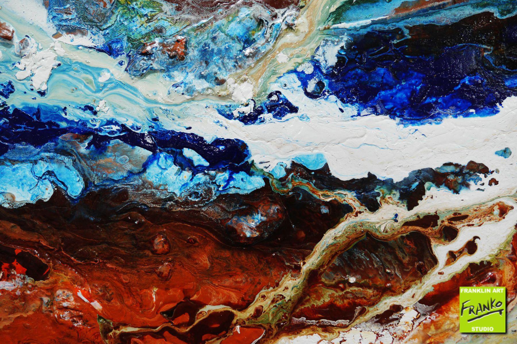 Outback Utopia 240cm x 100cm Blue Brown Textured Abstract Painting (SOLD)-Abstract-[Franko]-[Artist]-[Australia]-[Painting]-Franklin Art Studio