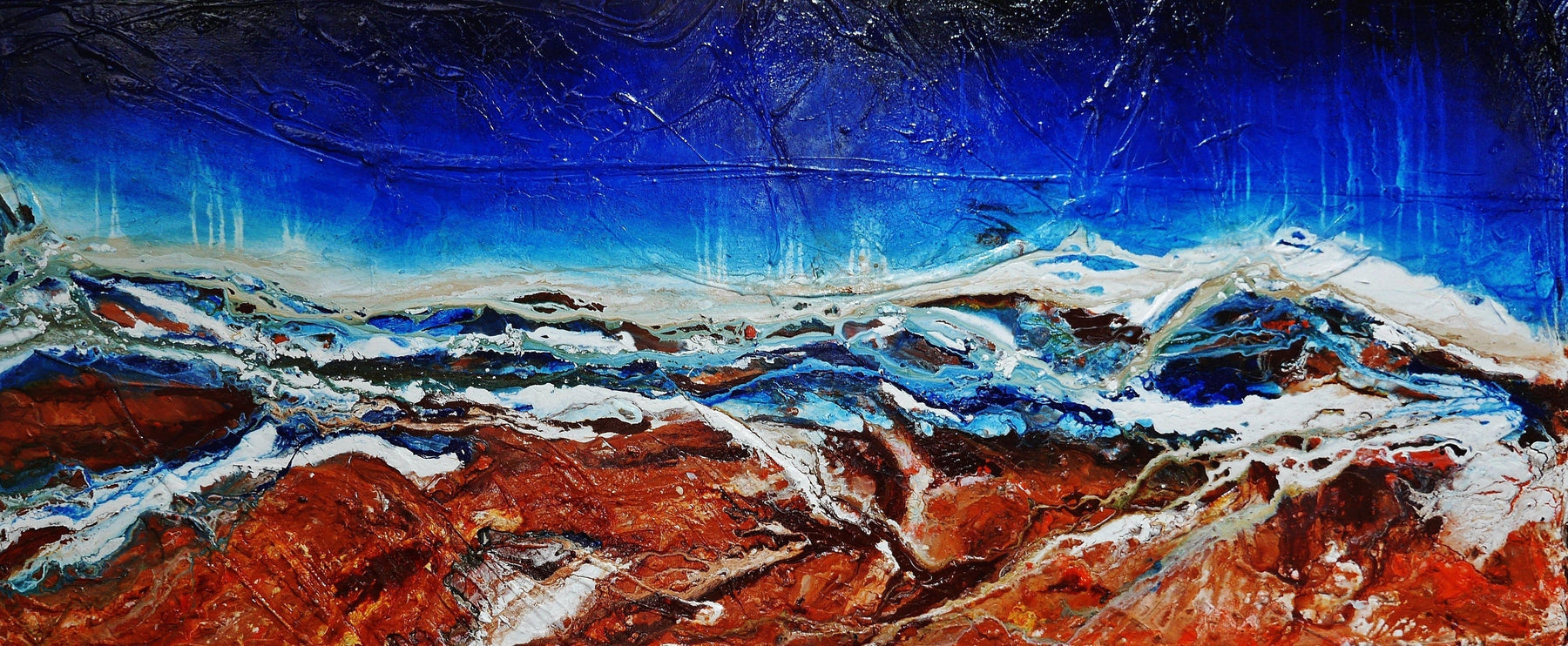 Outback Utopia 240cm x 100cm Blue Brown Textured Abstract Painting (SOLD)-Abstract-[Franko_Artist]-[Australian_artist]-[Gold_Coast]-[Brisbane]-[modern]-[contemporary]-[original]-[Large_artwork]-Franklin Art Studio