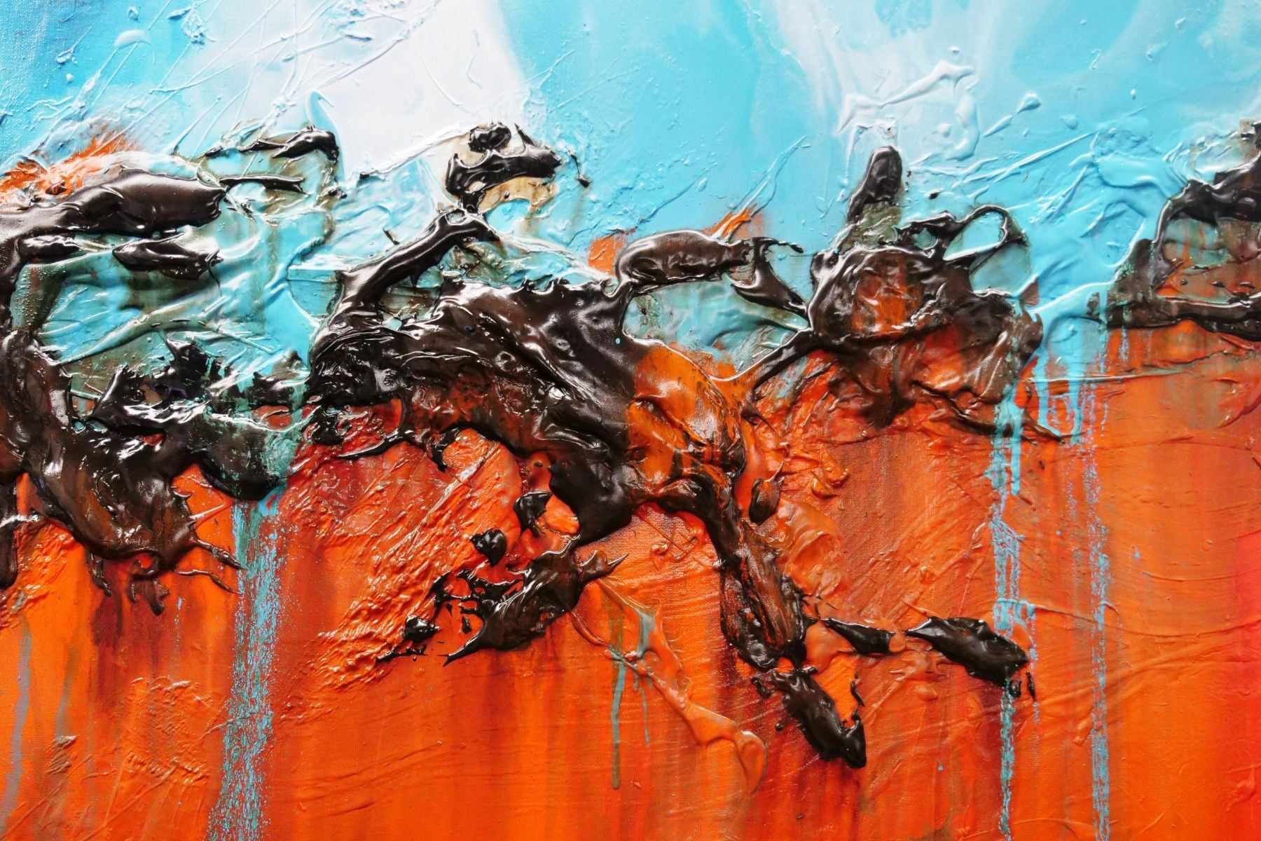 Outback Vibes 160cm x 100cm Orange Blue Textured Abstract Painting (SOLD)