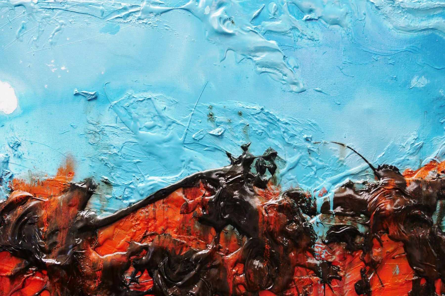 Outback Vibes 160cm x 100cm Orange Blue Textured Abstract Painting (SOLD)