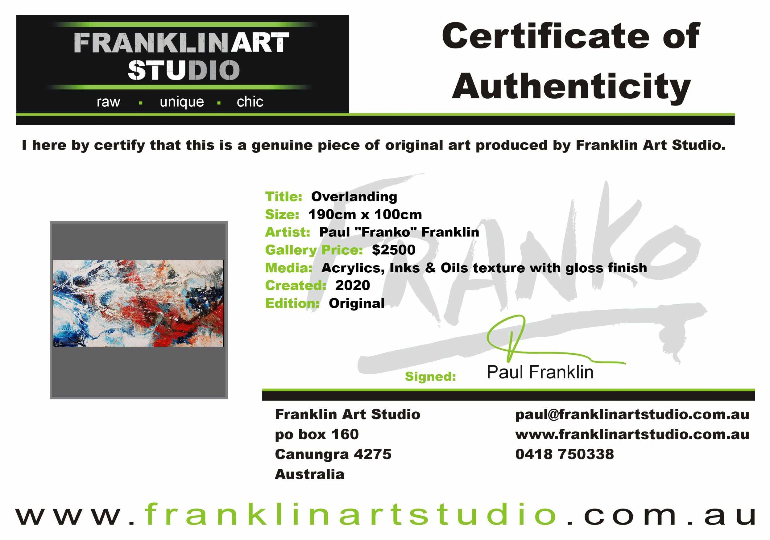 Overlanding 190cm x 100cm White Orange Blue Textured Abstract Painting (SOLD)-Abstract-[Franko_Artist]-[The_Block]-[Dream_Homes]-[ideas]-[Grand_Designs]-[Art_Lover]-Franklin Art Studio