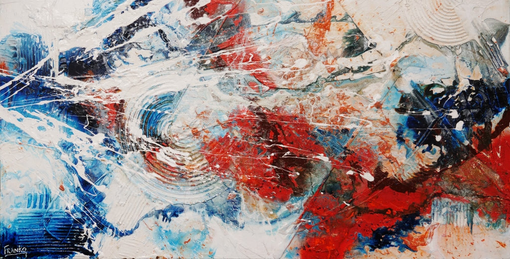 Overlanding 190cm x 100cm White Orange Blue Textured Abstract Painting (SOLD)-Abstract-[Franko_Artist]-[Australian_artist]-[Gold_Coast]-[Brisbane]-[modern]-[contemporary]-[original]-[Large_artwork]-Franklin Art Studio