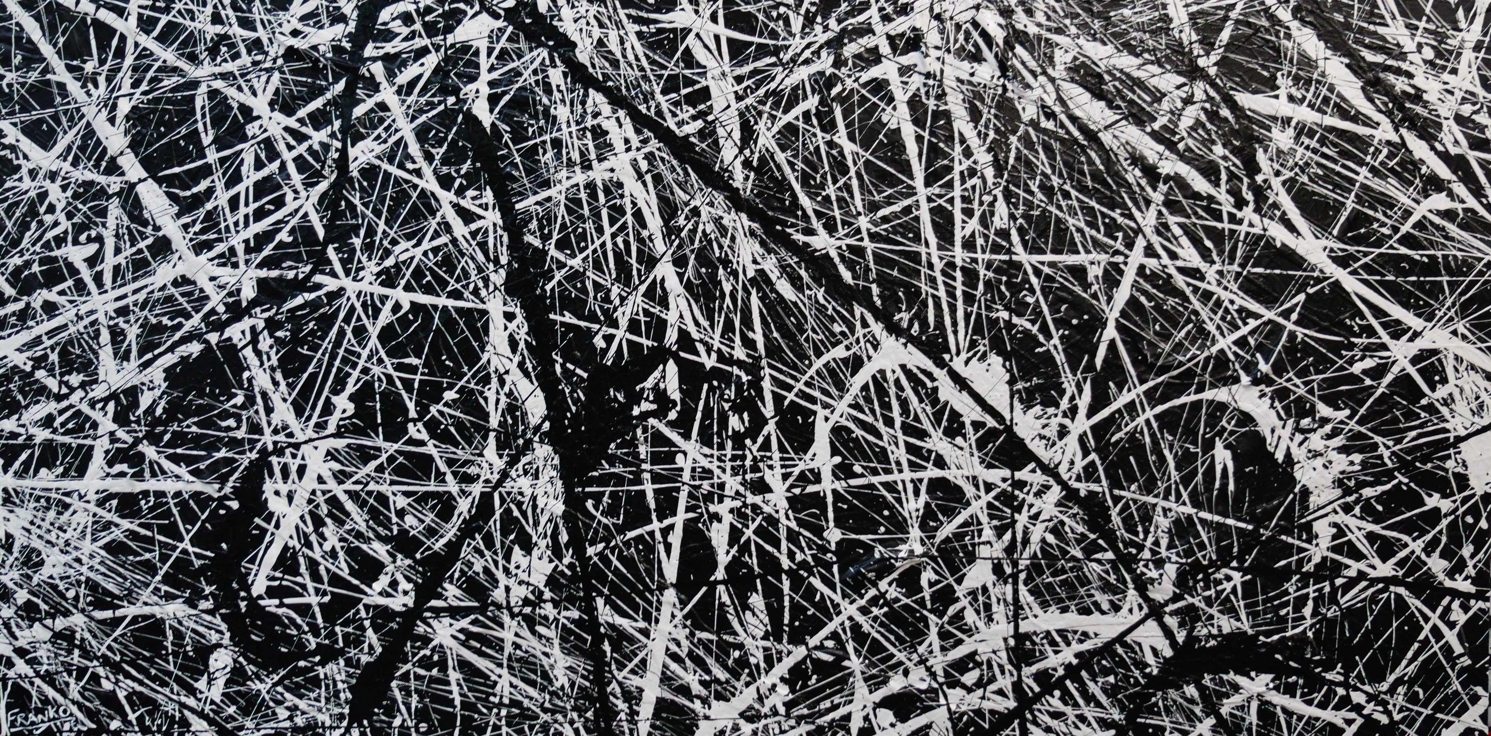 Overload 240cm x 120cm White Black Textured Abstract Painting (SOLD)-Abstract-[Franko_Artist]-[Australian_artist]-[Gold_Coast]-[Brisbane]-[modern]-[contemporary]-[original]-[Large_artwork]-Franklin Art Studio