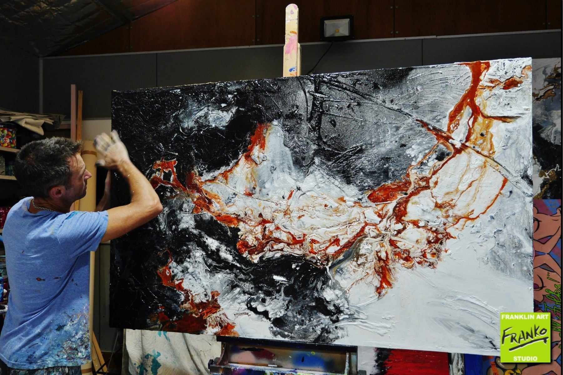 Oxide 160cm x 100cm White Brown Black Textured Abstract Painting (SOLD)-Abstract-[Franko_Artist]-[The_Block]-[Dream_Homes]-[ideas]- [Grand_Designs]-Franklin Art Studio