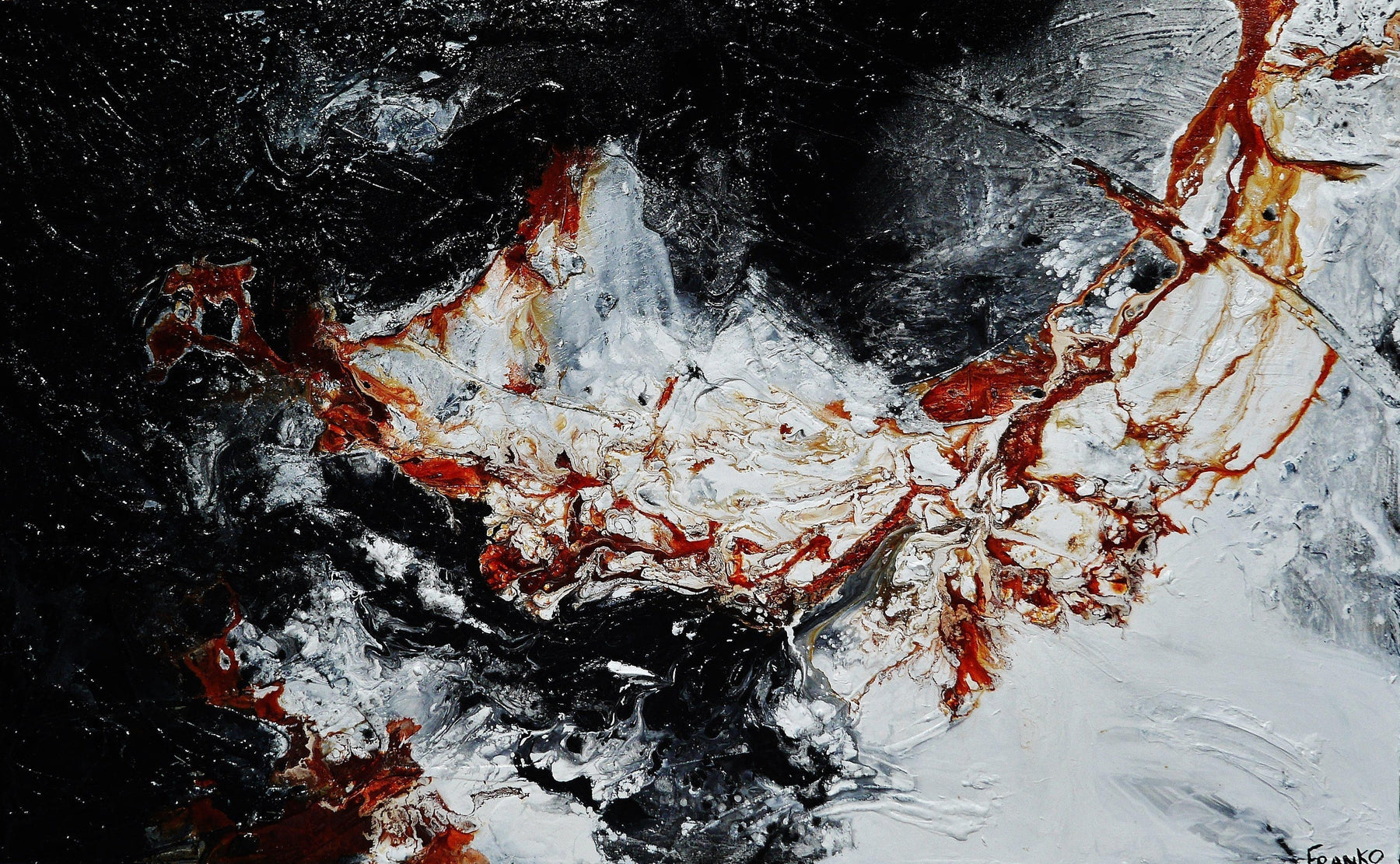 Oxide 160cm x 100cm White Brown Black Textured Abstract Painting (SOLD)-Abstract-[Franko_Artist]-[Australian_artist]-[Gold_Coast]-[Brisbane]-[modern]-[contemporary]-[original]-[Large_artwork]-Franklin Art Studio