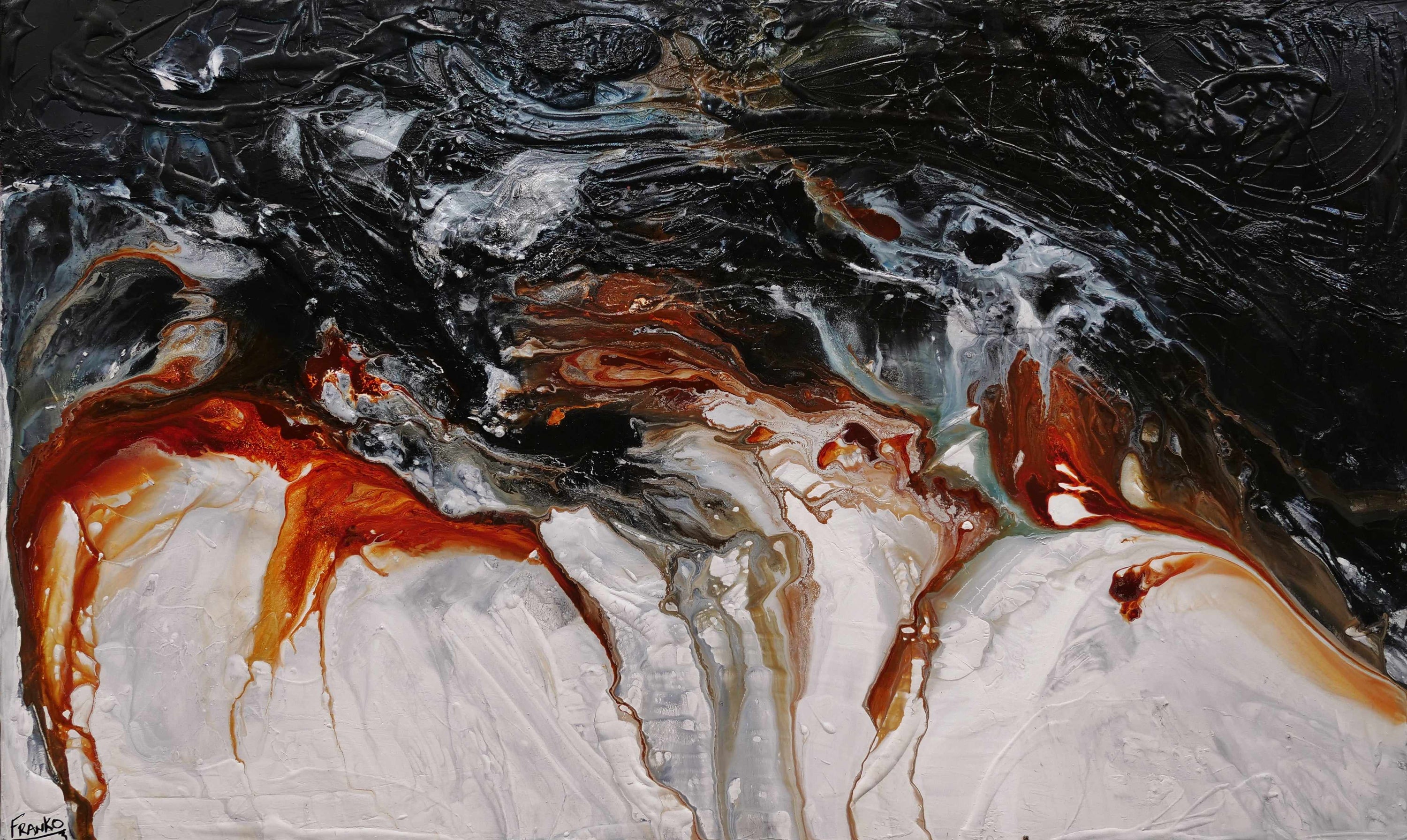 Oxide Coast 200cm x 120cm Black White Oxide Textured Abstract Painting (SOLD)-Abstract-[Franko_Artist]-[Australian_artist]-[Gold_Coast]-[Brisbane]-[modern]-[contemporary]-[original]-[Large_artwork]-Franklin Art Studio