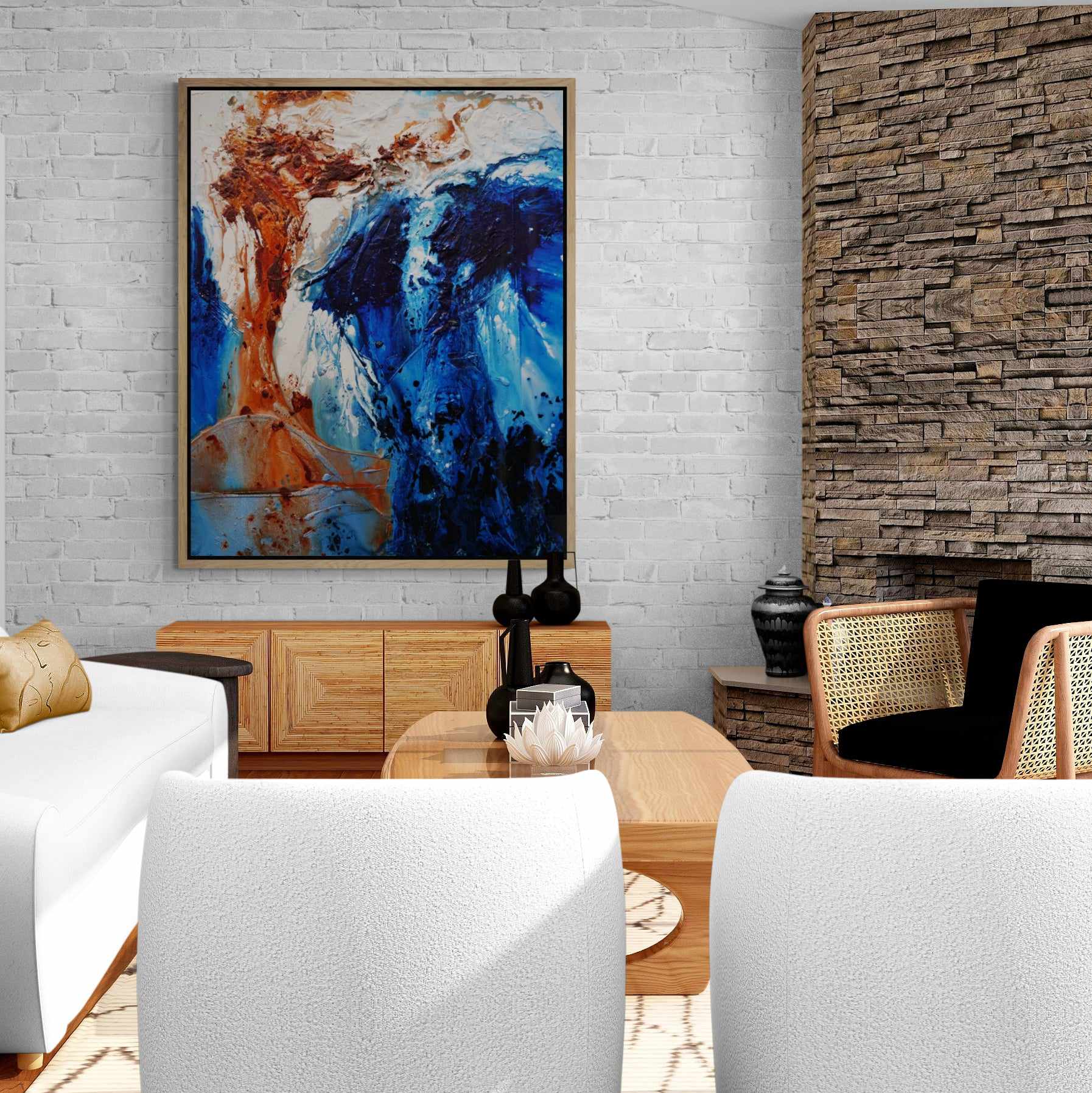 Oxide Landscape 120cm x 150cm Blue Oxide Textured Abstract Painting (SOLD)-Abstract-[Franko_Artist]-[The_Block]-[Dream_Homes]-[ideas]- [Grand_Designs]-Franklin Art Studio