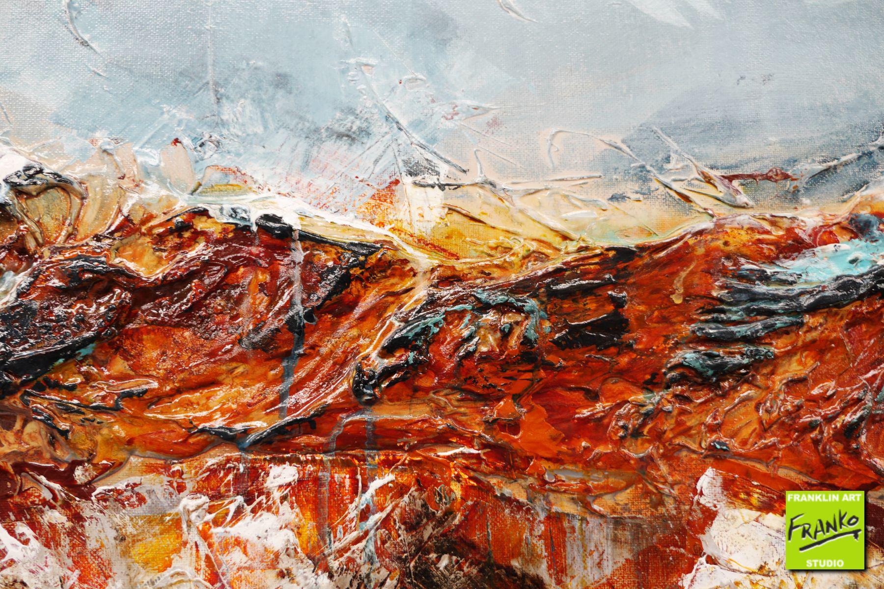 Oxide Landscape 140cm x 100cm Brown Blue Textured Abstract Painting (SOLD)