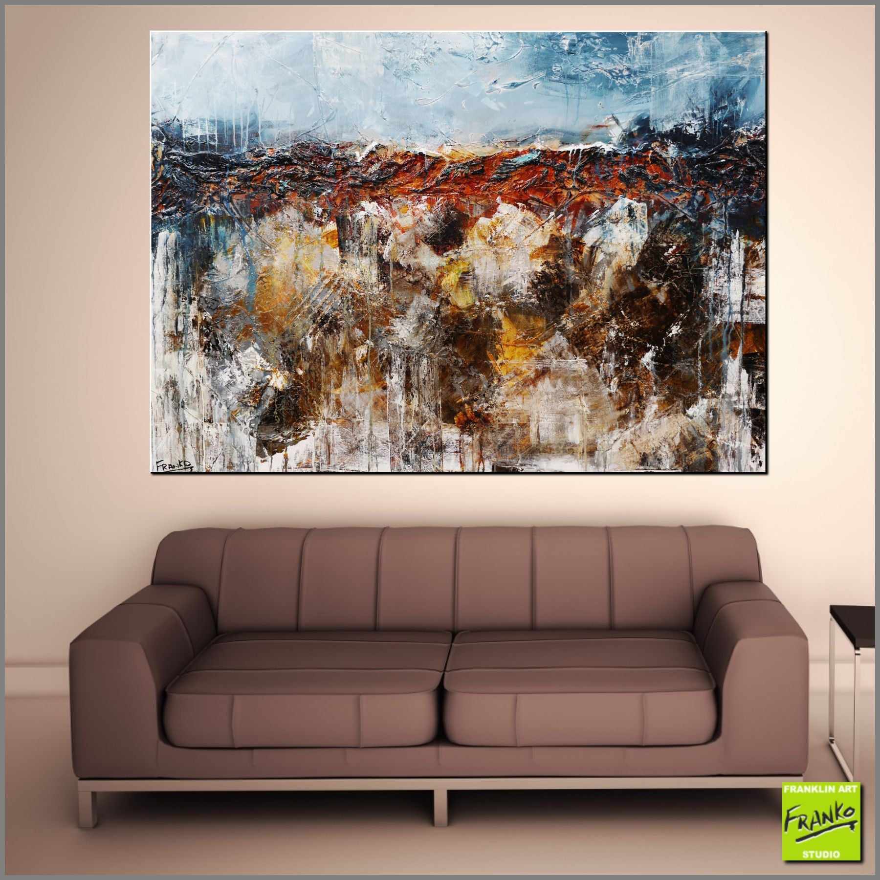 Oxide Landscape 140cm x 100cm Brown Blue Textured Abstract Painting (SOLD)-Abstract-[Franko_Artist]-[Australian_artist]-[Gold_Coast]-[Brisbane]-[modern]-[contemporary]-[original]-[Large_artwork]-[The_Block]-[Dream_Homes]-[ideas]-[Grand_Designs]-[Art_Lover]-Franklin Art Studio