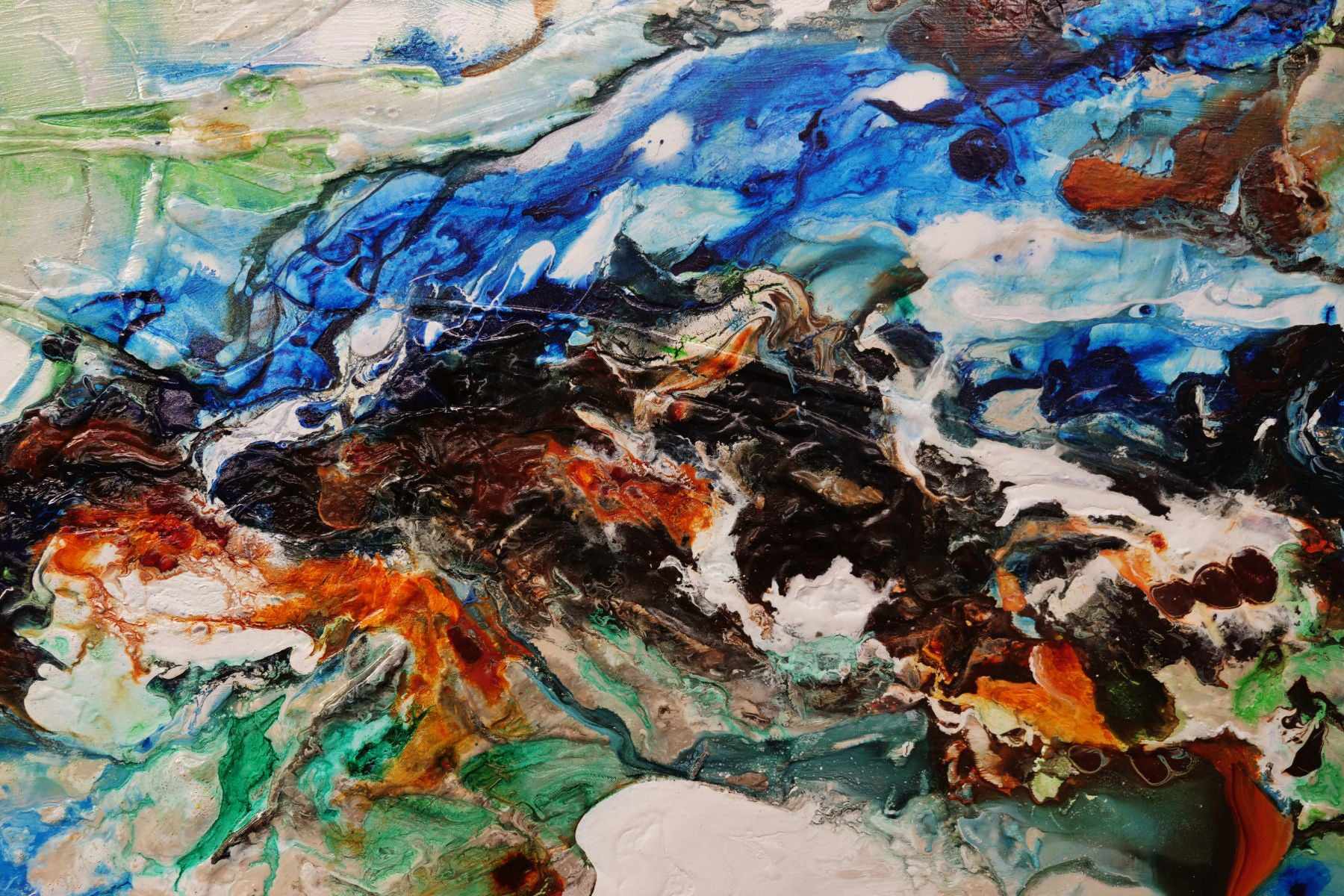 Oxide Nature 270cm x 120cm Blue Cream Oxide Textured Abstract Painting (SOLD)
