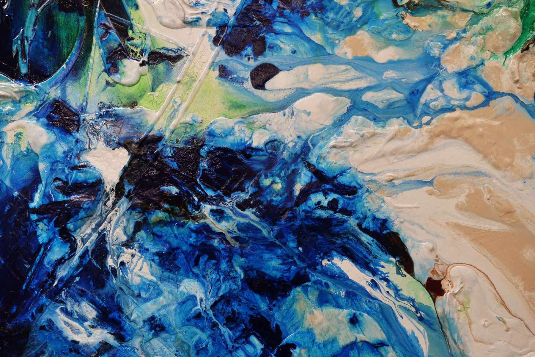 Oxide Nature 270cm x 120cm Blue Cream Oxide Textured Abstract Painting (SOLD)