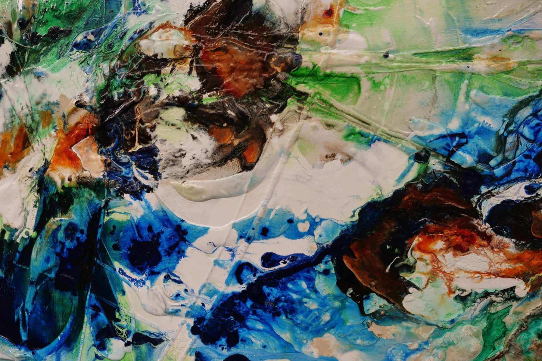 Oxide Nature 270cm x 120cm Blue Cream Oxide Textured Abstract Painting (SOLD)