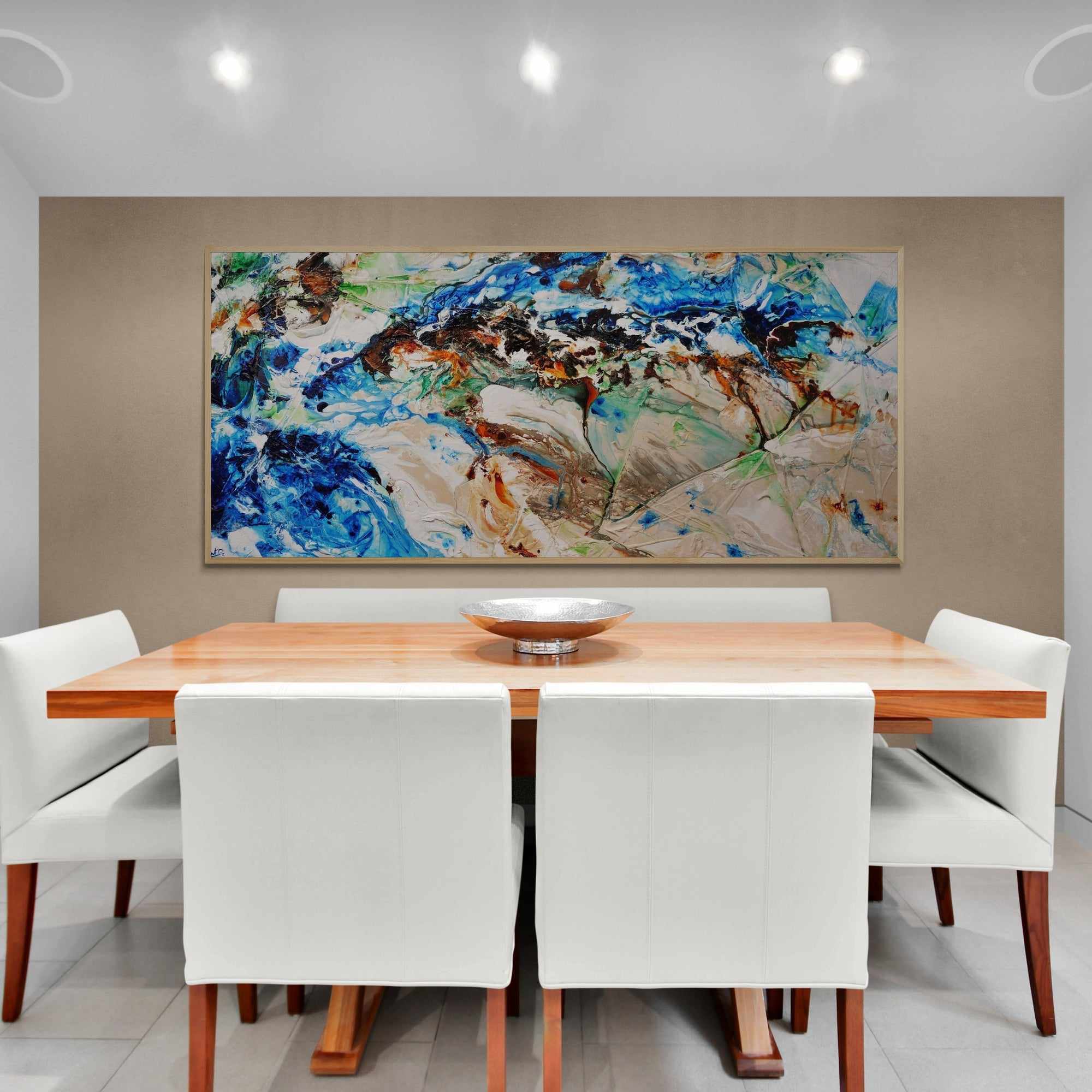 Oxide Nature 270cm x 120cm Blue Cream Oxide Textured Abstract Painting (SOLD)-Abstract-[Franko]-[Artist]-[Australia]-[Painting]-Franklin Art Studio