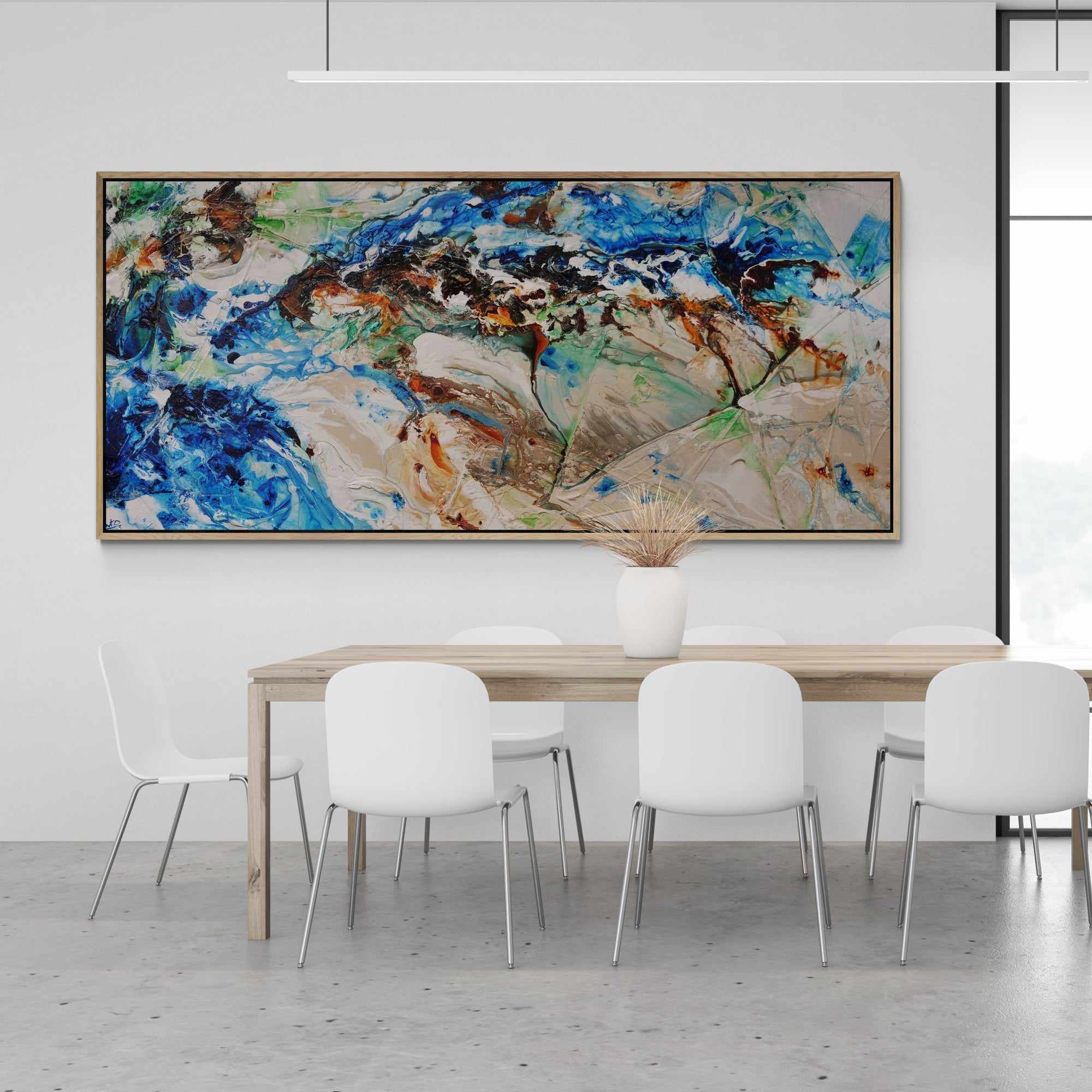 Oxide Nature 270cm x 120cm Blue Cream Oxide Textured Abstract Painting (SOLD)-Abstract-[Franko_Artist]-[Australian_artist]-[Gold_Coast]-[Brisbane]-[modern]-[contemporary]-[original]-[Large_artwork]-[The_Block]-[Dream_Homes]-[ideas]-[Grand_Designs]-[Art_Lover]-Franklin Art Studio