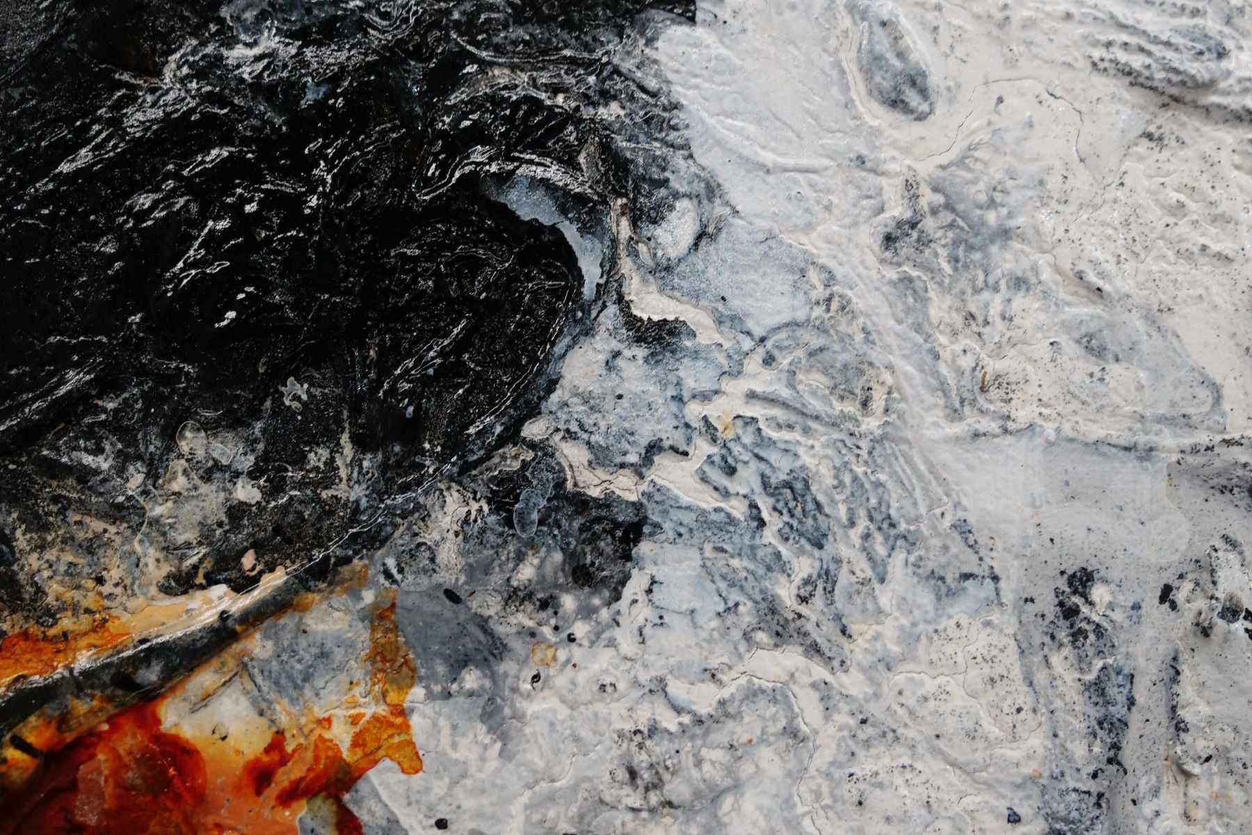 Oxide Noir 160cm x 100cm Black Rusts White Grey Textured Abstract Painting (SOLD)