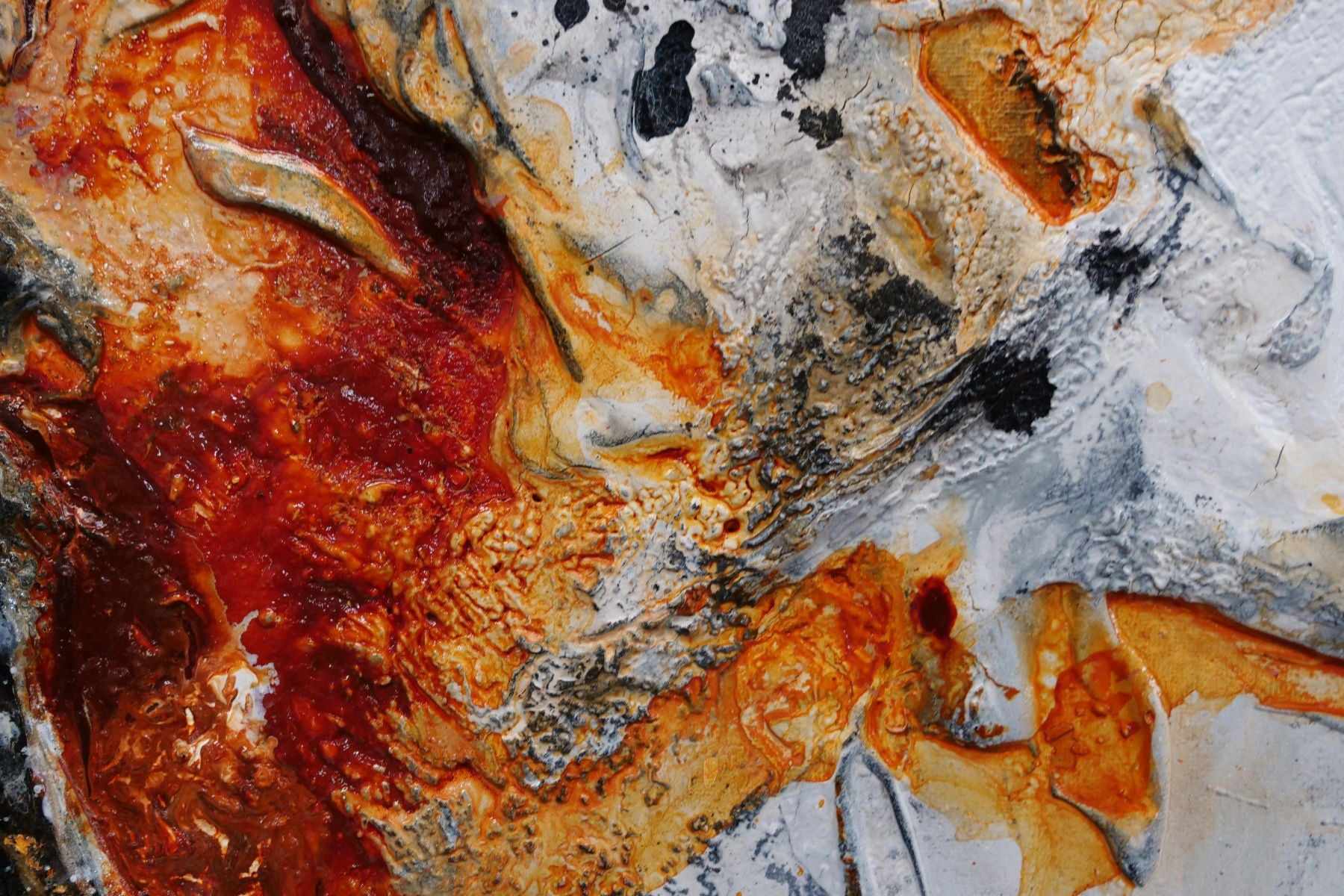 Oxide Noir 160cm x 100cm Black Rusts White Grey Textured Abstract Painting (SOLD)-Abstract-[Franko]-[Artist]-[Australia]-[Painting]-Franklin Art Studio