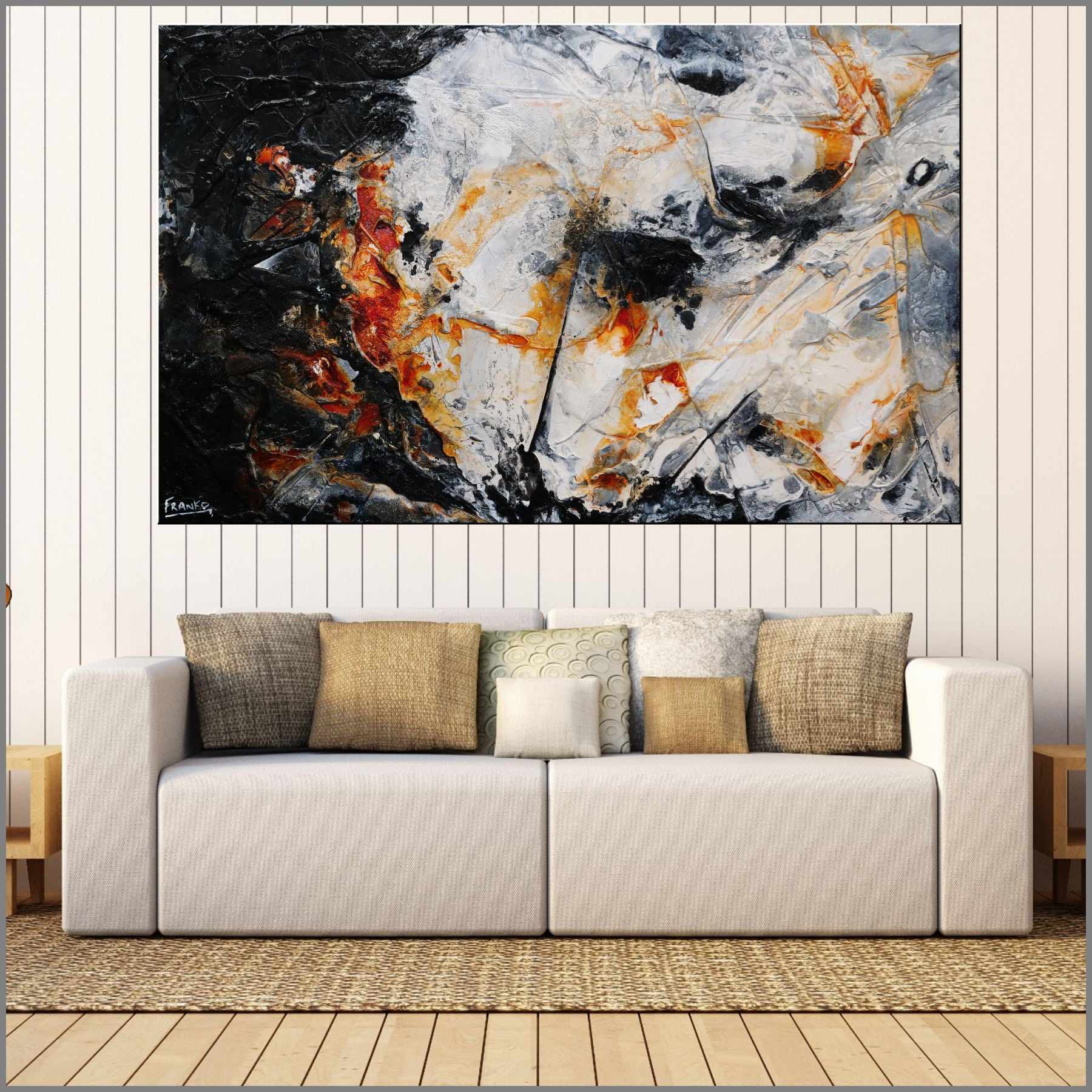 Oxide Noir 160cm x 100cm Black Rusts White Grey Textured Abstract Painting (SOLD)-Abstract-[Franko_Artist]-[Australian_artist]-[Gold_Coast]-[Brisbane]-[modern]-[contemporary]-[original]-[Large_artwork]-[The_Block]-[Dream_Homes]-[ideas]-[Grand_Designs]-[Art_Lover]-Franklin Art Studio