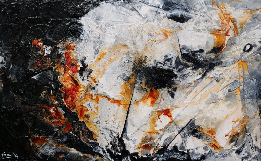 Oxide Noir 160cm x 100cm Black Rusts White Grey Textured Abstract Painting (SOLD)-Abstract-[Franko_Artist]-[Australian_artist]-[Gold_Coast]-[Brisbane]-[modern]-[contemporary]-[original]-[Large_artwork]-Franklin Art Studio