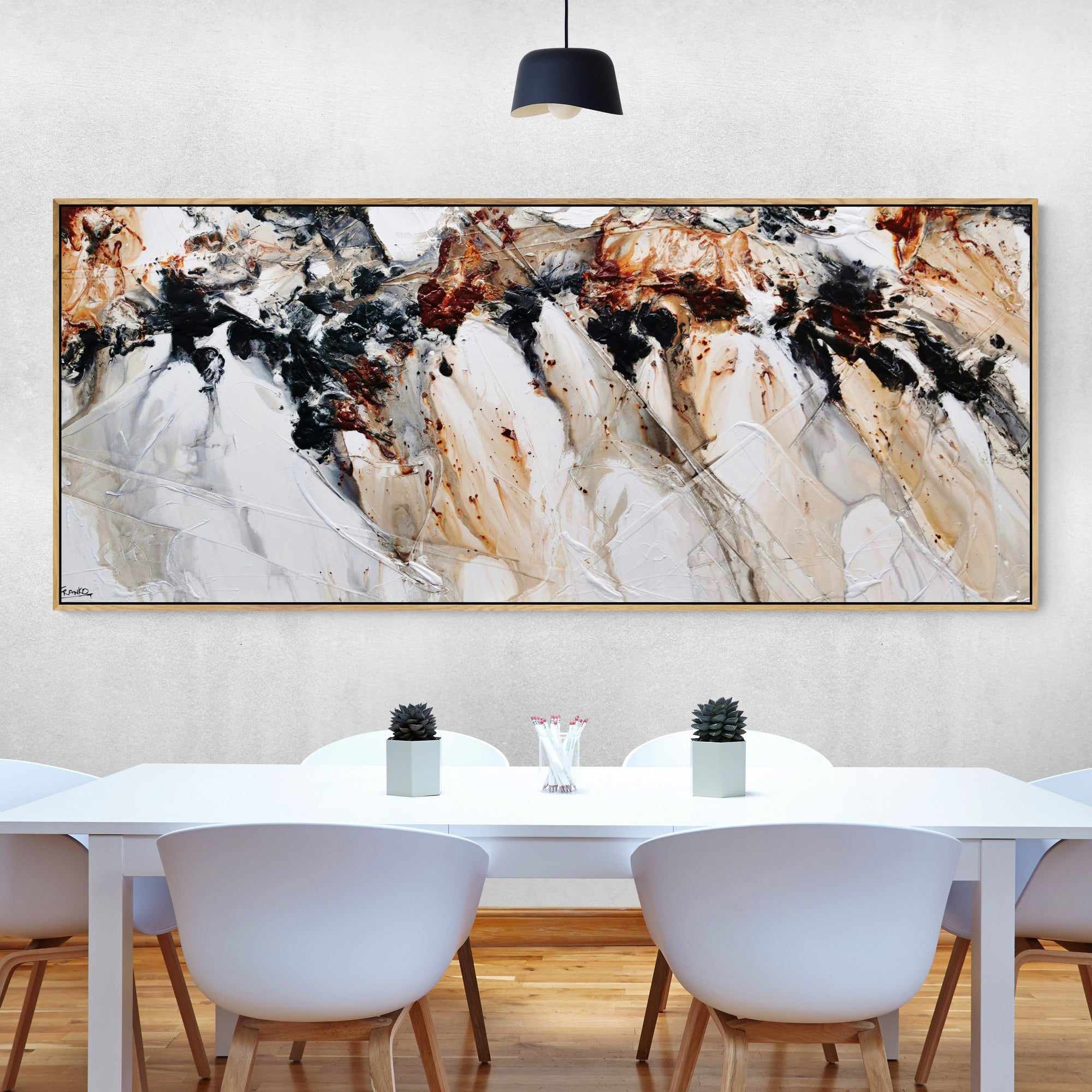 Oxide Noir 240cm x 100cm Oxide White Textured Abstract Painting (SOLD)-Abstract-[Franko_Artist]-[The_Block]-[Dream_Homes]-[ideas]-[Grand_Designs]-[Art_Lover]-Franklin Art Studio