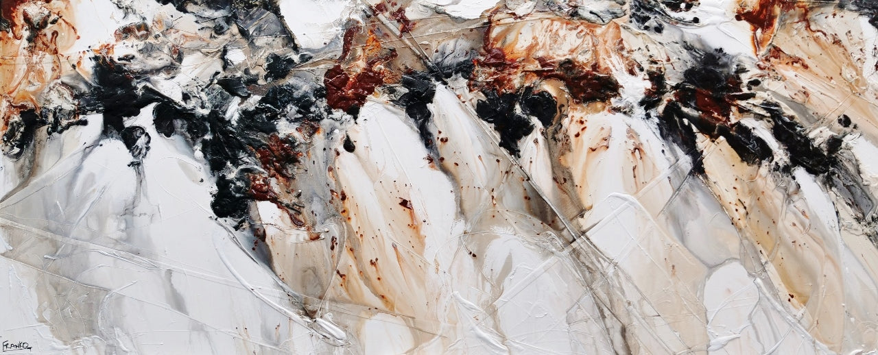 Oxide Noir 240cm x 100cm Oxide White Textured Abstract Painting (SOLD)-Abstract-[Franko_Artist]-[Australian_artist]-[Gold_Coast]-[Brisbane]-[modern]-[contemporary]-[original]-[Large_artwork]-Franklin Art Studio