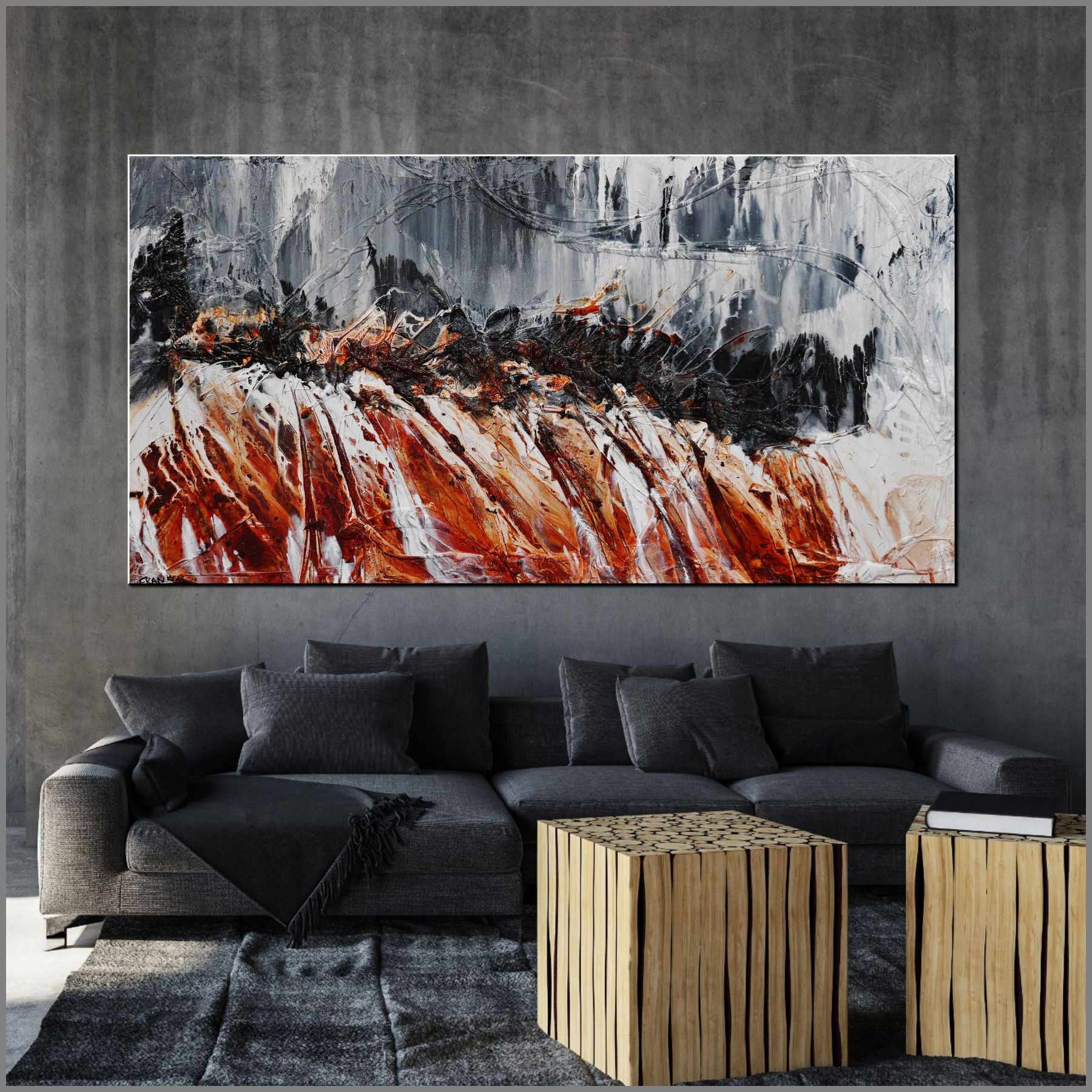 Oxide Rush 190cm x 100cm Grey Brown Textured Abstract Painting (SOLD)-Abstract-[Franko_Artist]-[Australian_artist]-[Gold_Coast]-[Brisbane]-[modern]-[contemporary]-[original]-[Large_artwork]-[The_Block]-[Dream_Homes]-[ideas]-[Grand_Designs]-[Art_Lover]-Franklin Art Studio