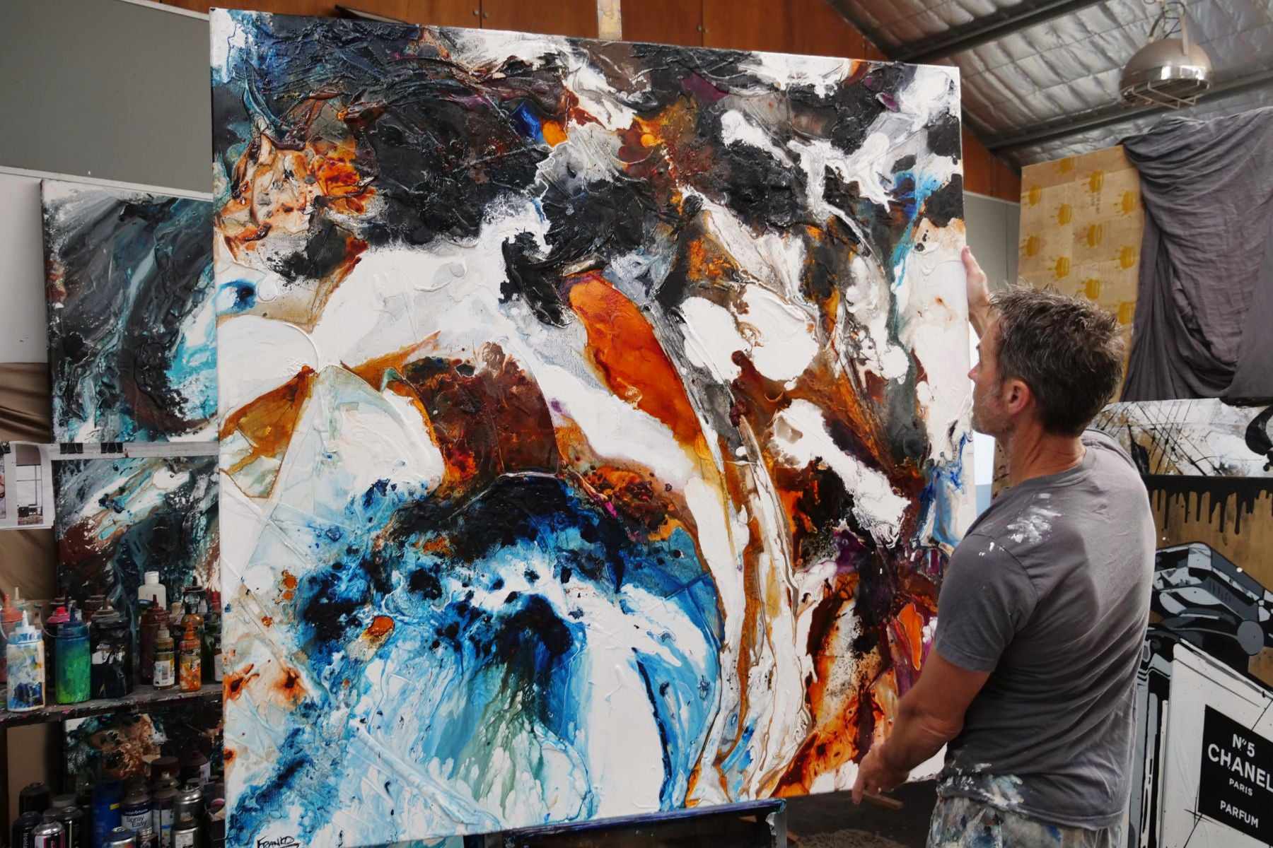 update alt-text with template Oxide and Rust 150cm x 150cm Rust Blue White Textured Abstract Painting (SOLD)-Abstract-[Franko_Artist]-[The_Block]-[Dream_Homes]-[ideas]- [Grand_Designs]-Franklin Art Studio