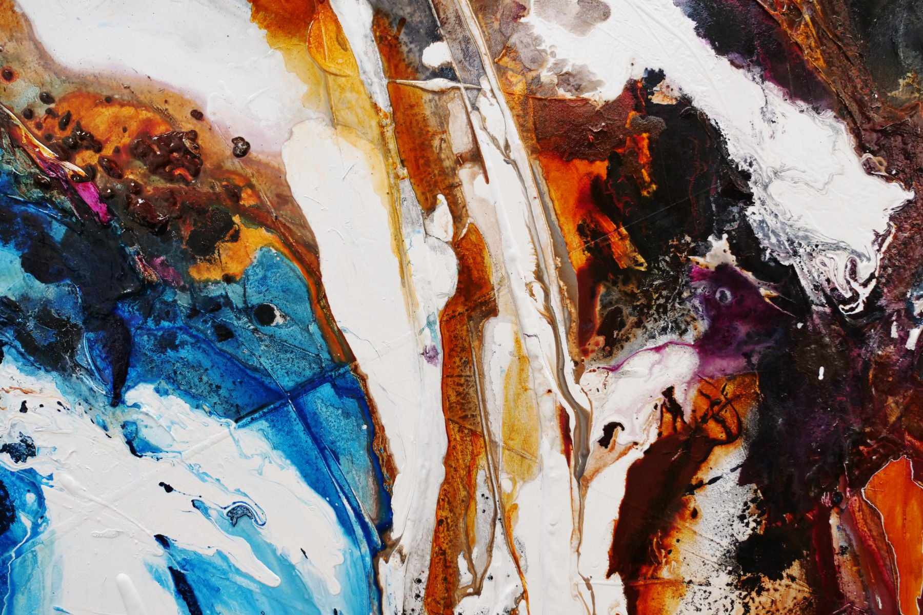 Oxide and Rust 150cm x 150cm Rust Blue White Textured Abstract Painting (SOLD)