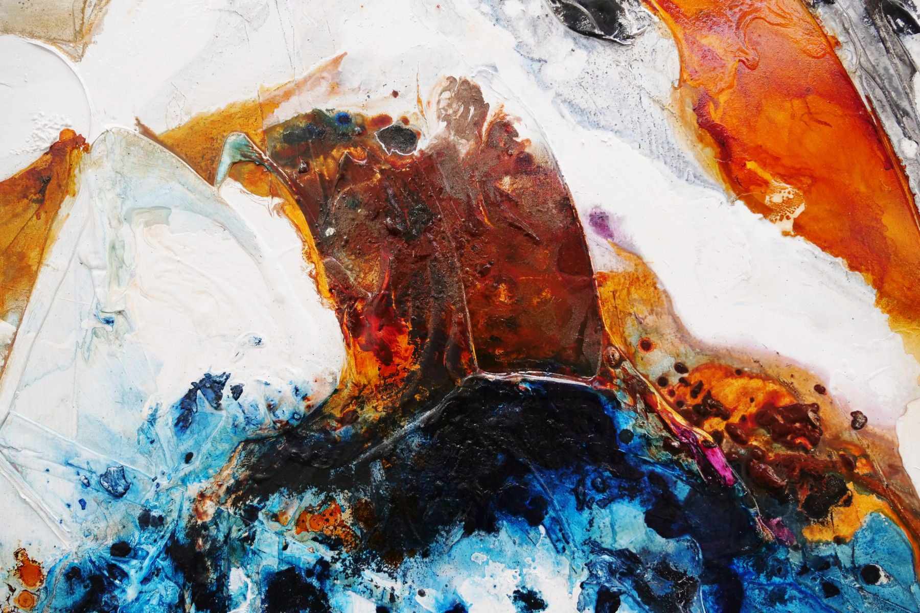 Oxide and Rust 150cm x 150cm Rust Blue White Textured Abstract Painting (SOLD)