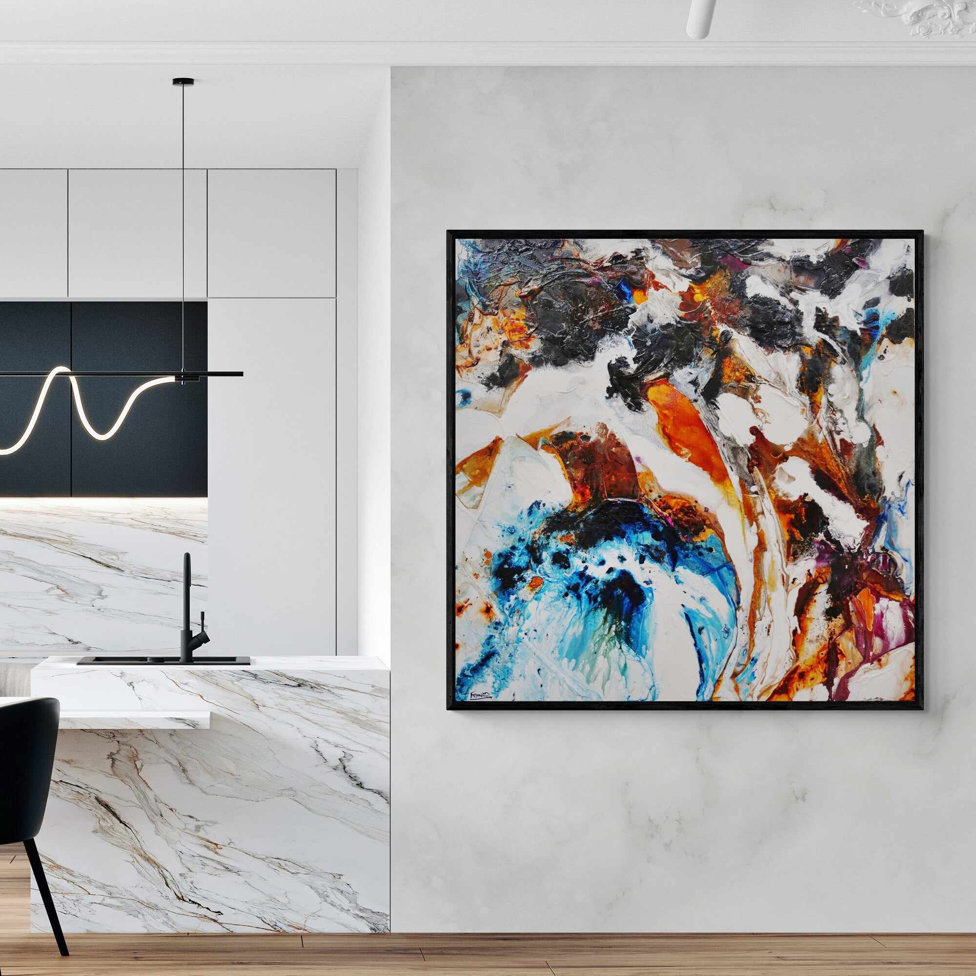 Oxide and Rust 150cm x 150cm Rust Blue White Textured Abstract Painting (SOLD)-Abstract-[Franko_Artist]-[Australian_artist]-[Gold_Coast]-[Brisbane]-[modern]-[contemporary]-[original]-[Large_artwork]-[The_Block]-[Dream_Homes]-[ideas]-[Grand_Designs]-[Art_Lover]-Franklin Art Studio