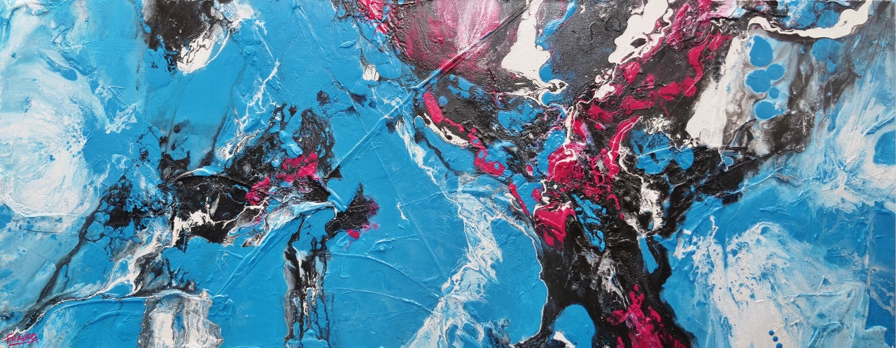 Teal Silk 200cm x 80cm Teal Magenta Textured Abstract Painting (SOLD)-Abstract-[Franko_Artist]-[Australian_artist]-[Gold_Coast]-[Brisbane]-[modern]-[contemporary]-[original]-[Large_artwork]-Franklin Art Studio