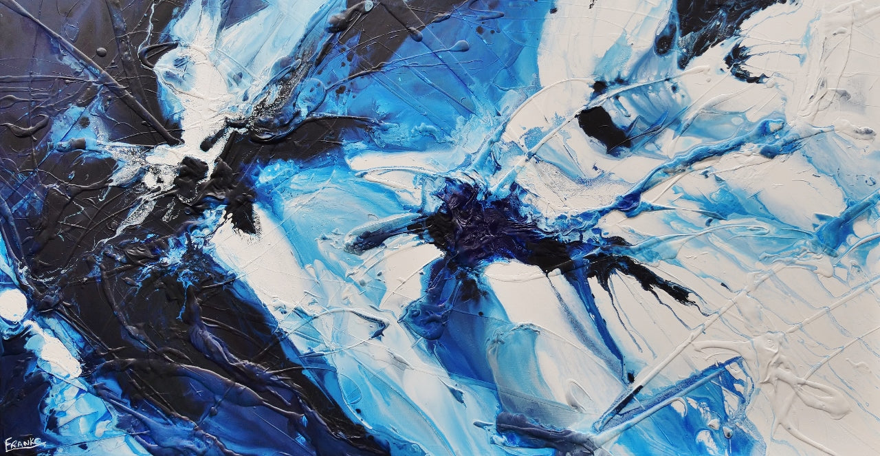 Blue Static 190cm x 100cm Blues White Black Textured Abstract Painting (SOLD)-Abstract-[Franko_Artist]-[Australian_artist]-[Gold_Coast]-[Brisbane]-[modern]-[contemporary]-[original]-[Large_artwork]-Franklin Art Studio